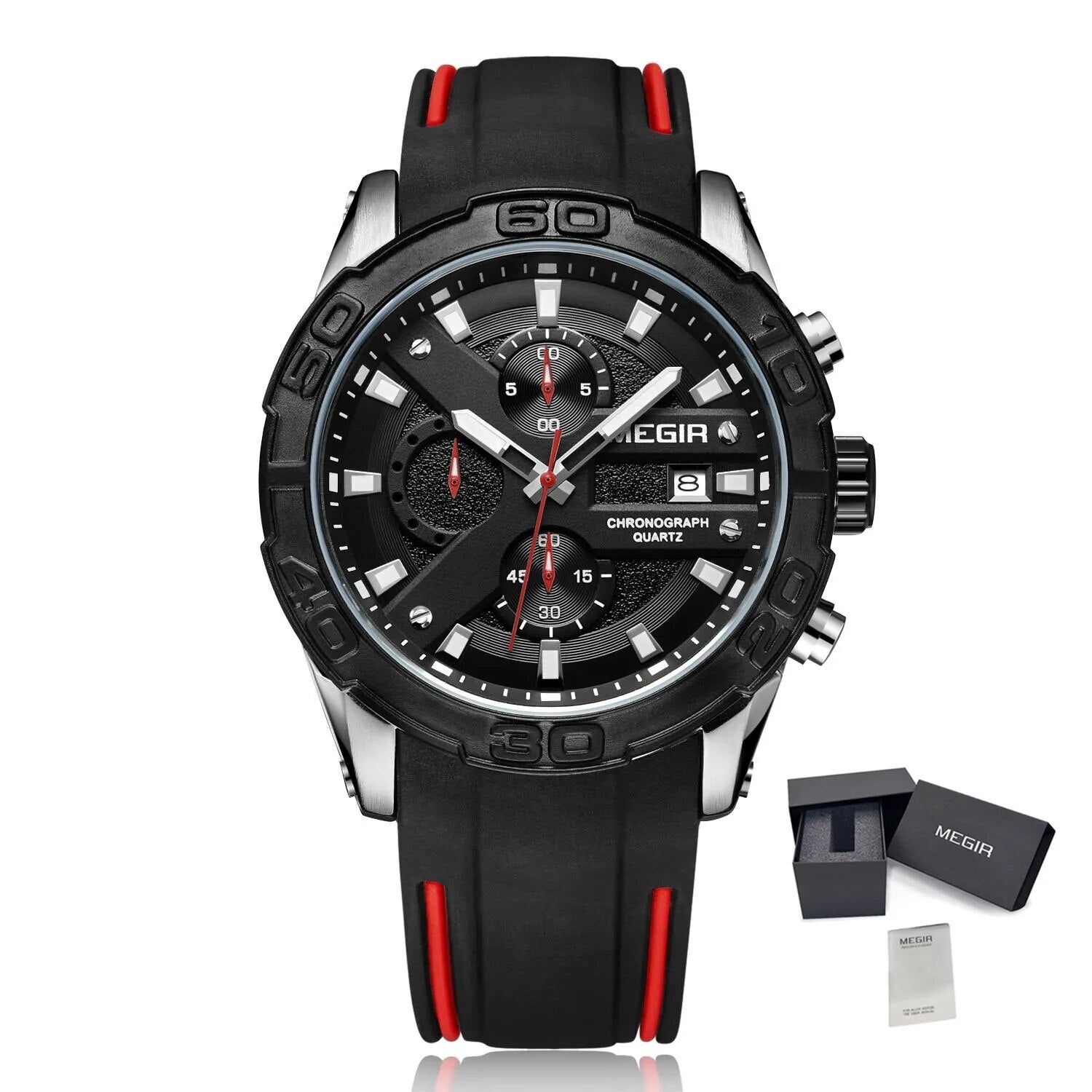 MEGIR Fashion Sport Watches for Men Top Brand Military Quartz Wristwatch Calendar Male Clock Chronograph Montre Homme 2055-15