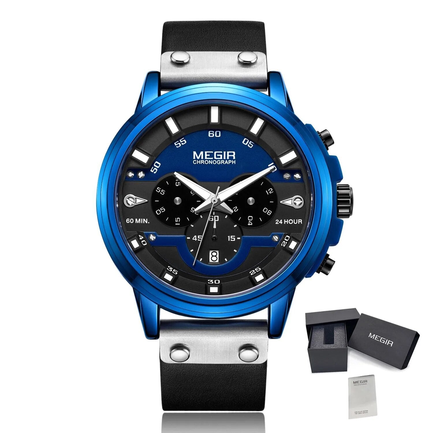MEGIR Fashion Military Watches for Men Luxury Quartz Sport Wrist Watch Calendar Luminous Waterproof Man Clock Chronograph 2080-13