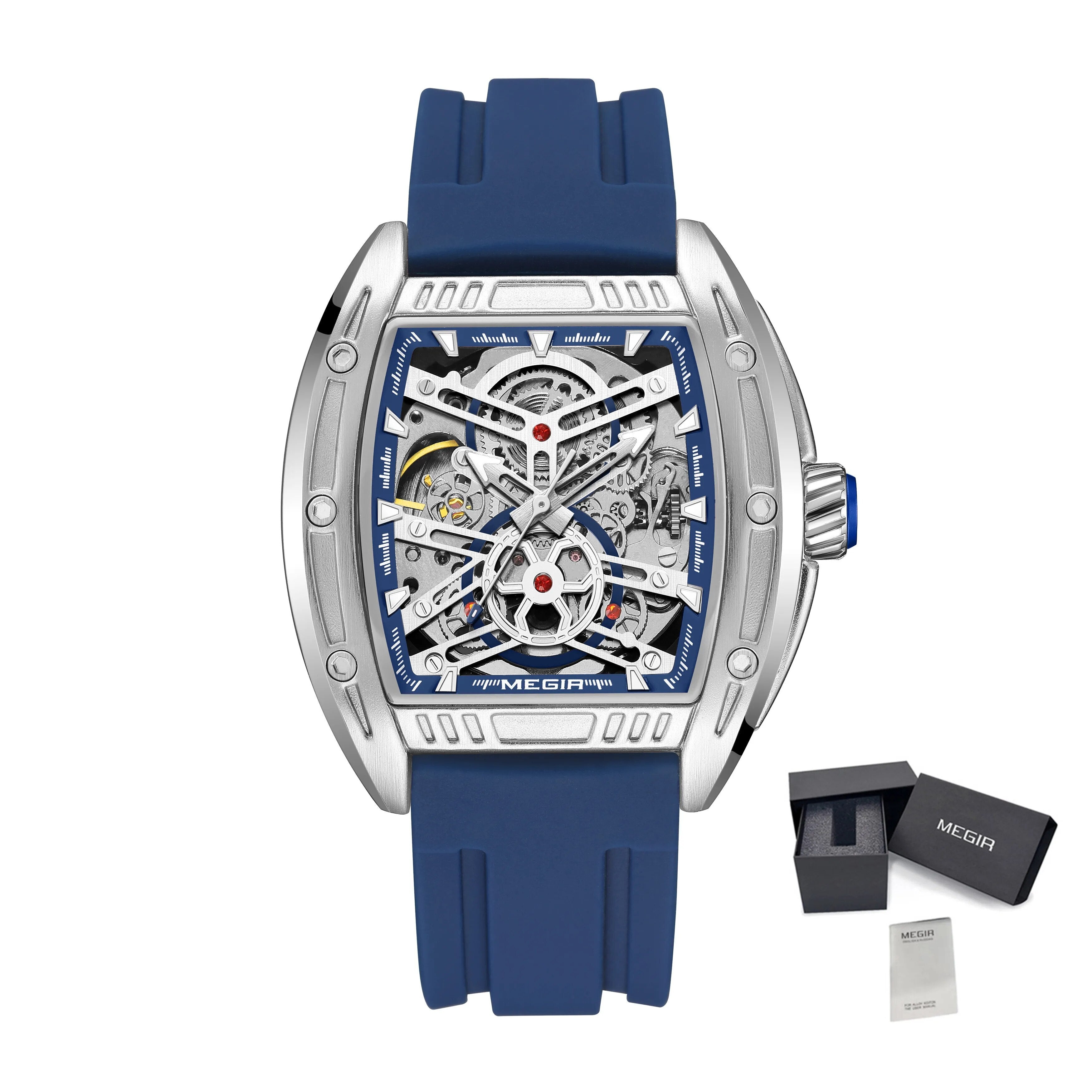 MEGIR Original Luxury Sport Watch for Men Silicone Band Automatic Mechanical Movement WristWatches Luminous Clock Reloj Hombre-19