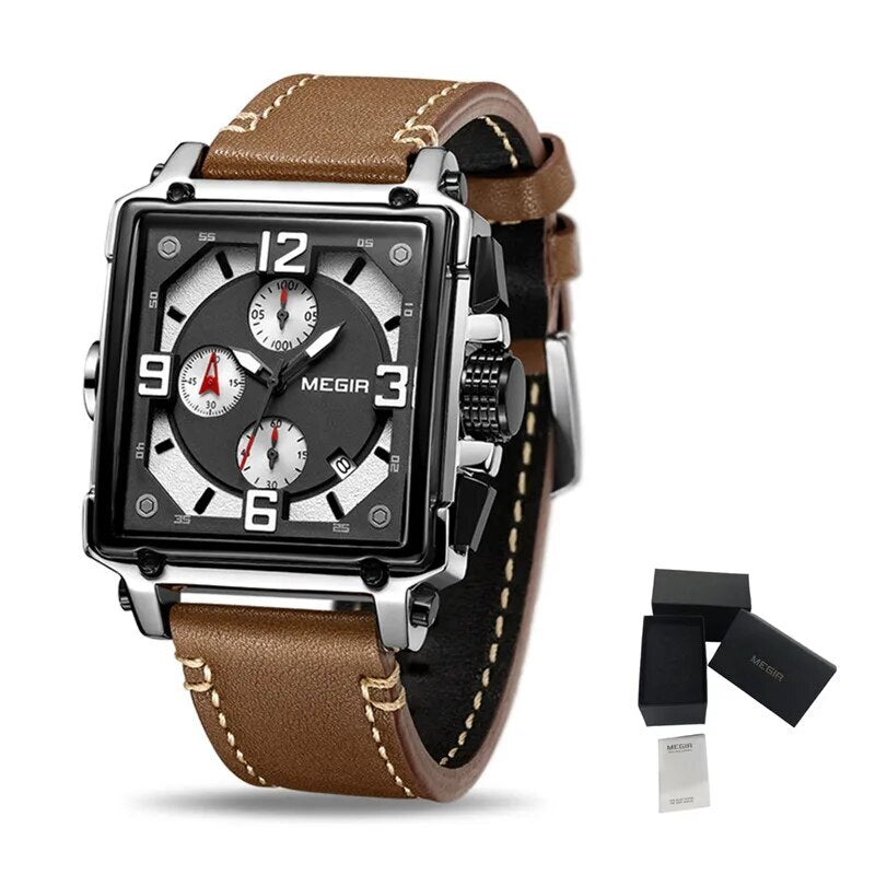 MEGIR Men Watch Top Brand Luxury Chronograph Quartz Watches Clock Men Leather Sport Army Military Wrist Watch Relogio Masculino-19