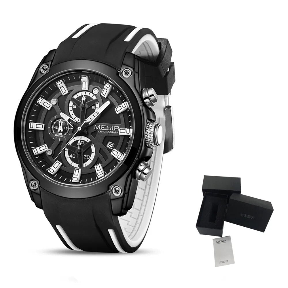 MEGIR Original Blue Sport Watches for Men Top Luxury Chronograph WristWatch Military Quartz Clock Luminous Big Dial Reloj Hombre-18