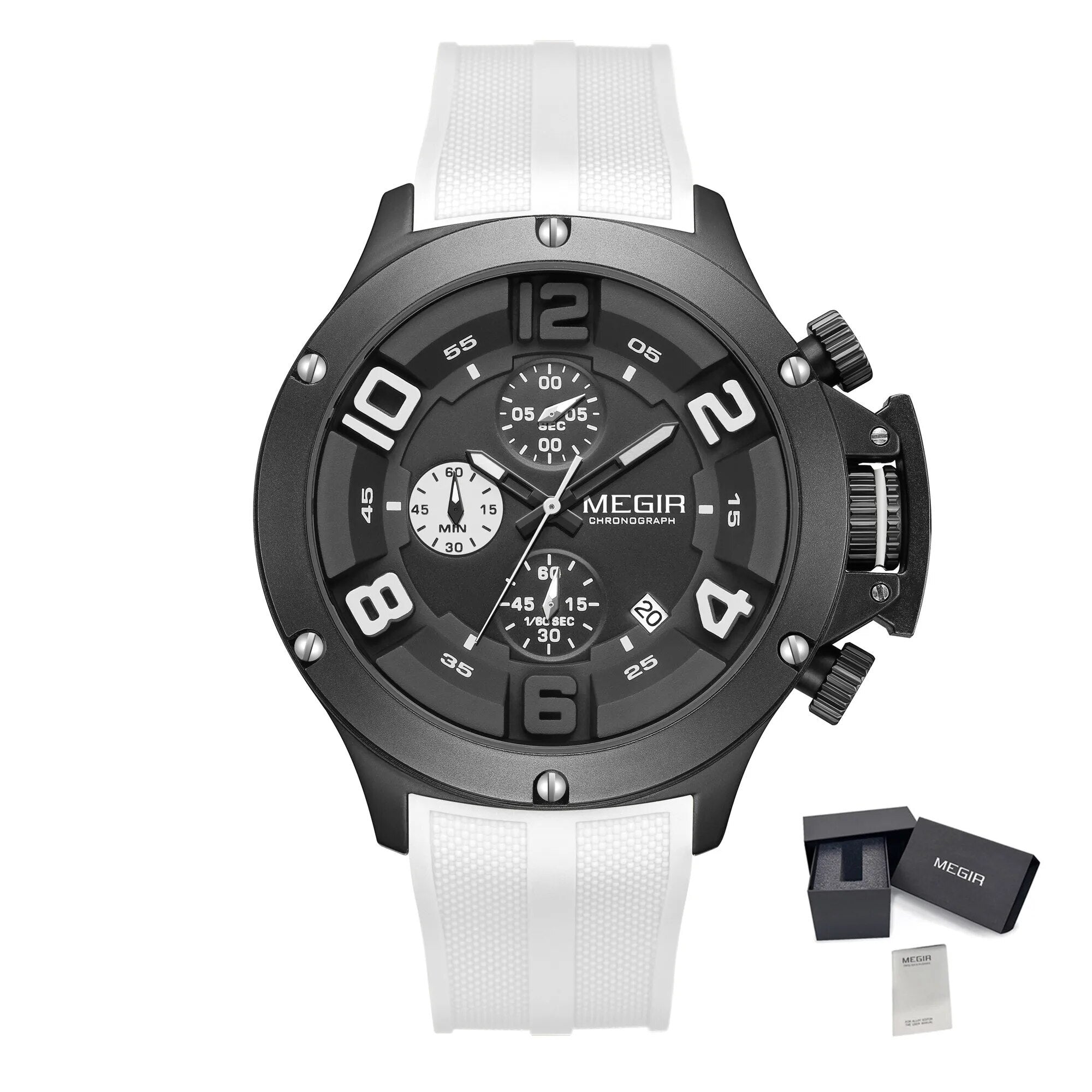 MEGIR Relogio Masculino Luxury Quartz Watch for Men Yellow Silicone Strap Military Sport WristWatch Chronograph with Auto Date-18