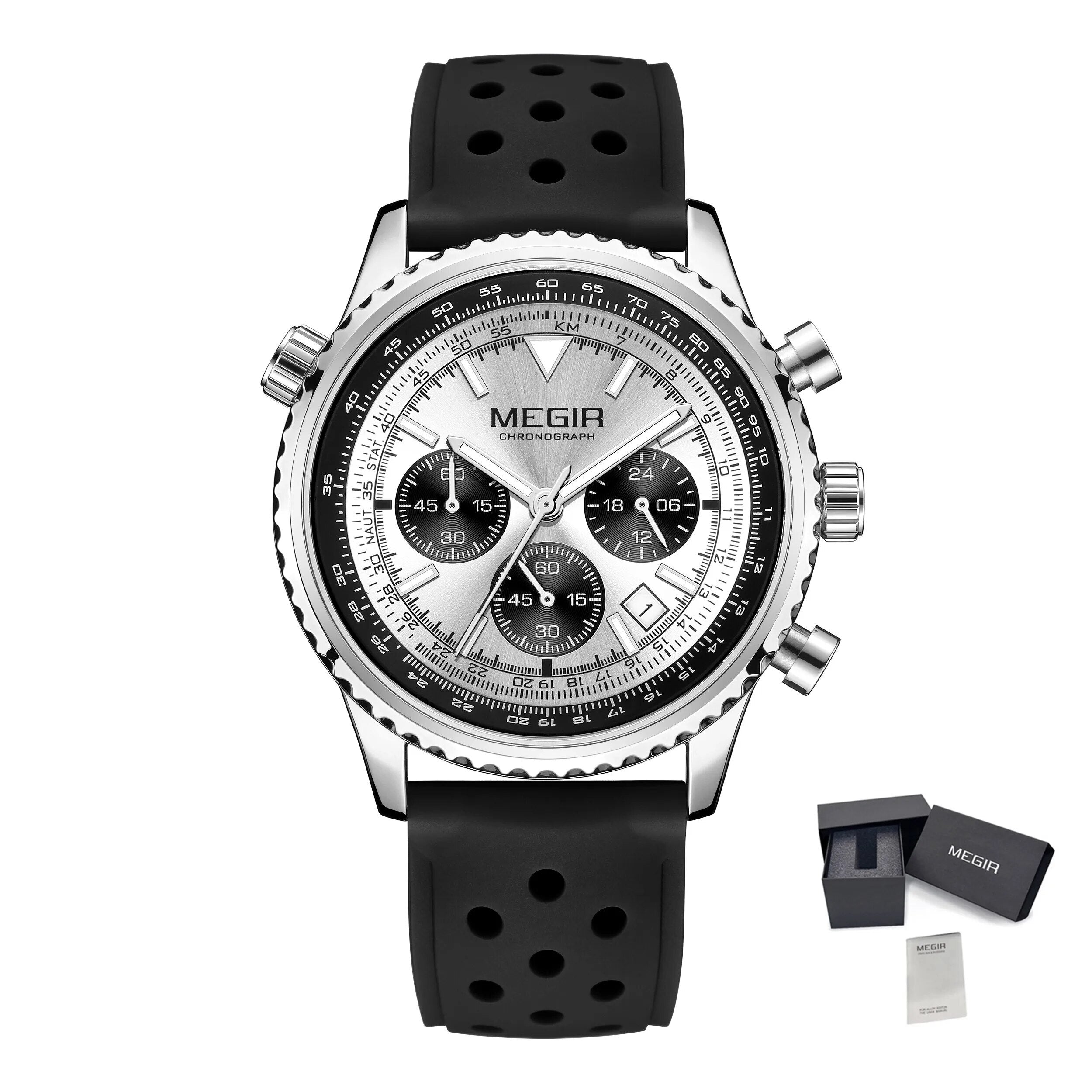 MEGIR Luxury Watches Men Fashion Silicone Band Quartz Military WristWatch Waterproof Big Dial Sport Chronograph with Date Clock-14