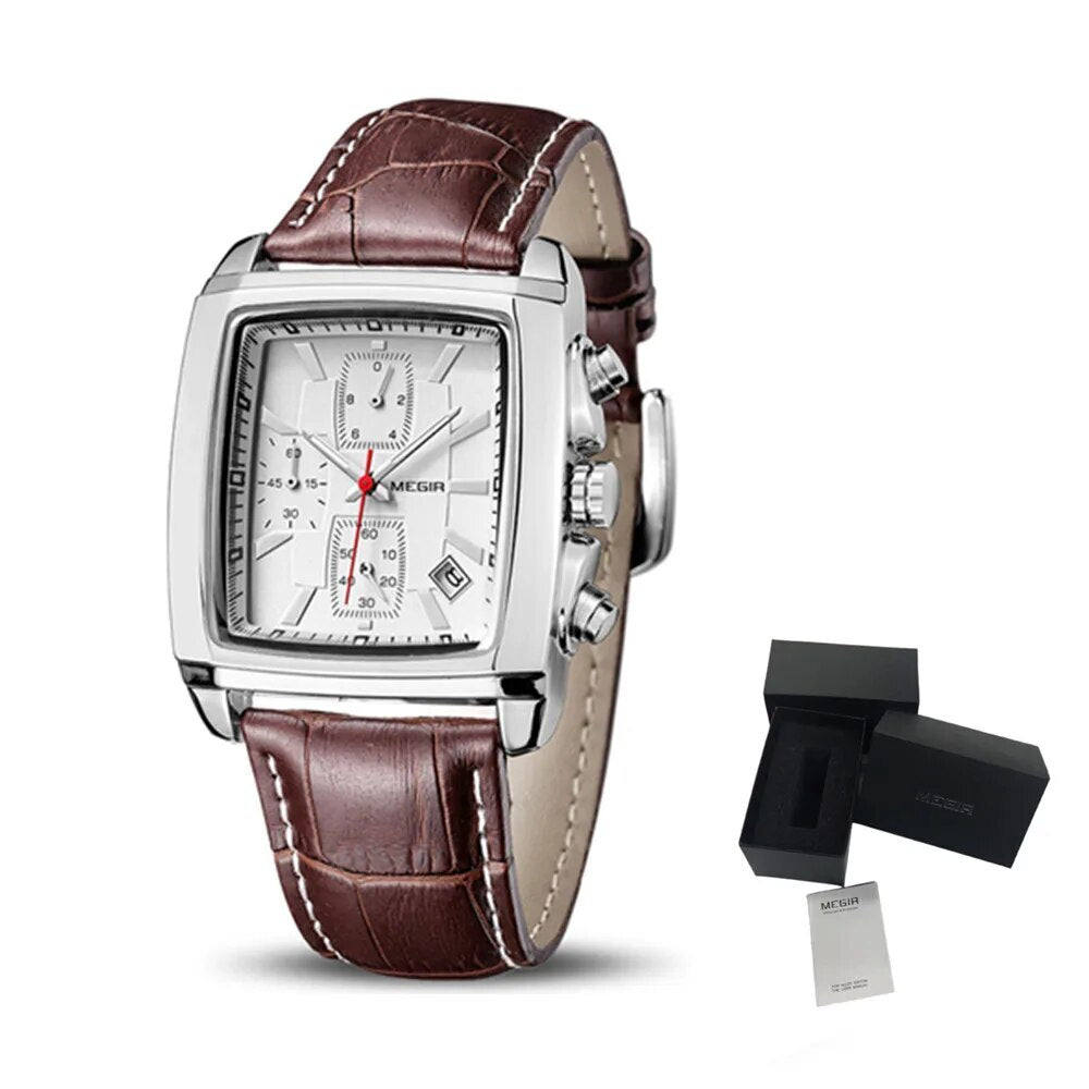 MEGIR Watch Men Business Wristwatch Rectangle Quartz Military Watches Waterproof Luminous Leather Casual Moda Clock Reloj Hombre-17