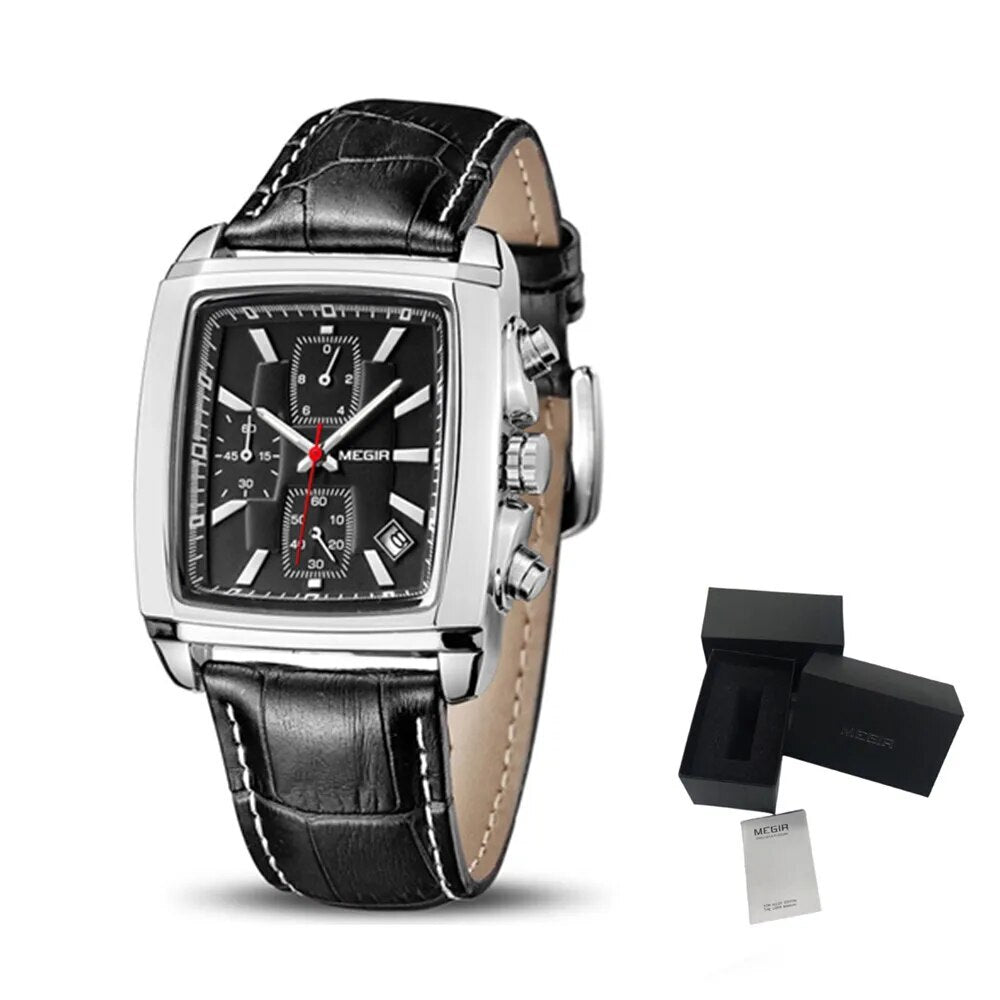 MEGIR Watch Men Business Wristwatch Rectangle Quartz Military Watches Waterproof Luminous Leather Casual Moda Clock Reloj Hombre-19