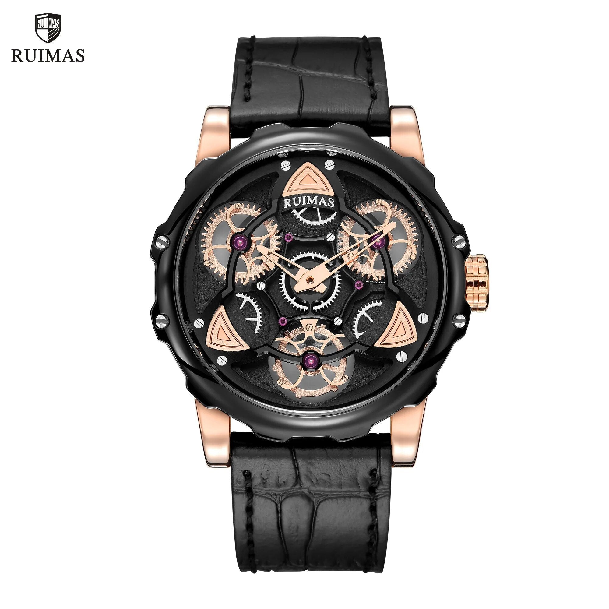 RUIMAS Relogio Masculino Fashion Leather Strap Big Dial Sports Quartz Watches for Men 3ATM Waterproof Casual WristWatch Clock-0