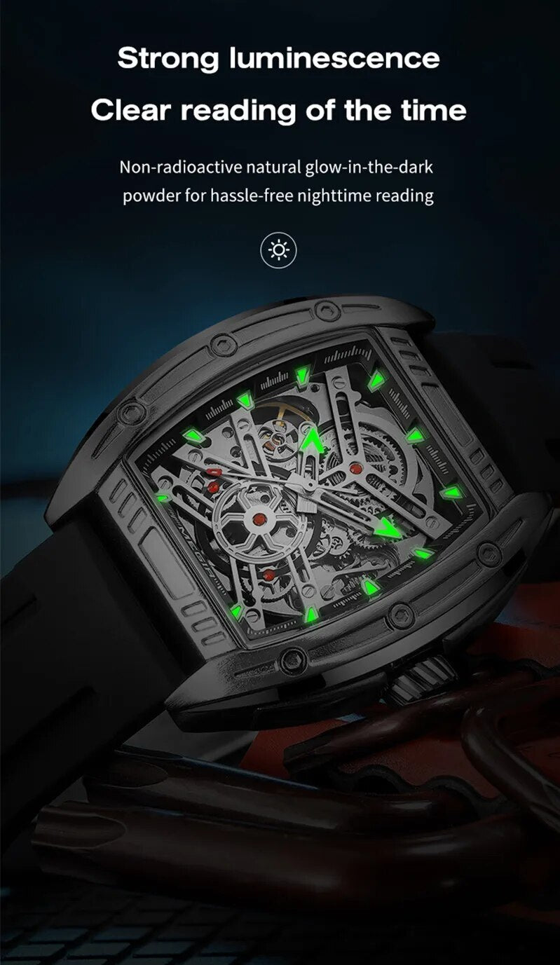 MEGIR Original Luxury Sport Watch for Men Silicone Band Automatic Mechanical Movement WristWatches Luminous Clock Reloj Hombre-7