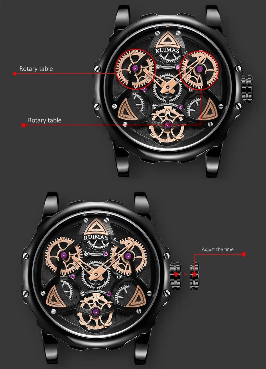 RUIMAS Relogio Masculino Fashion Leather Strap Big Dial Sports Quartz Watches for Men 3ATM Waterproof Casual WristWatch Clock-8