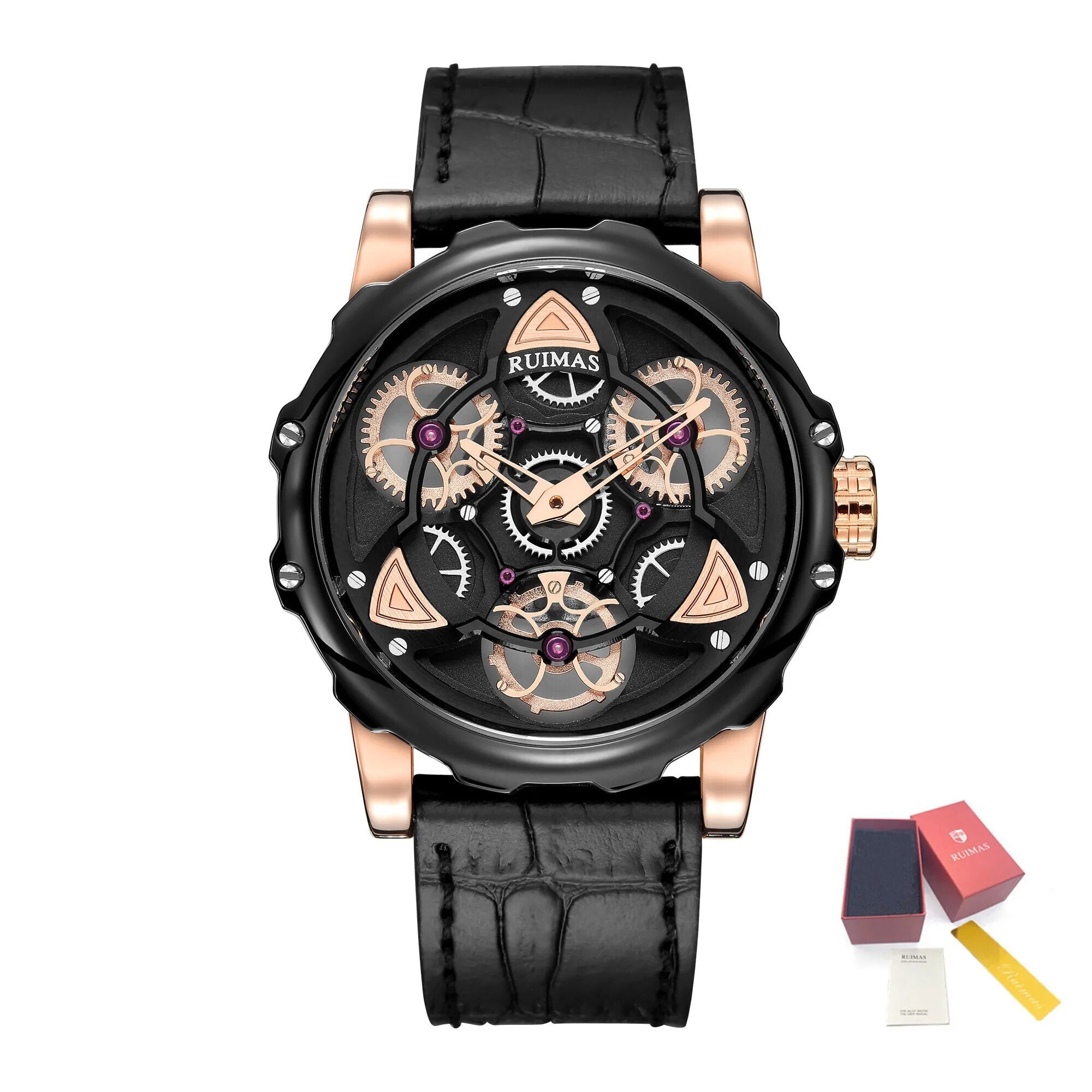 RUIMAS Relogio Masculino Fashion Leather Strap Big Dial Sports Quartz Watches for Men 3ATM Waterproof Casual WristWatch Clock-12