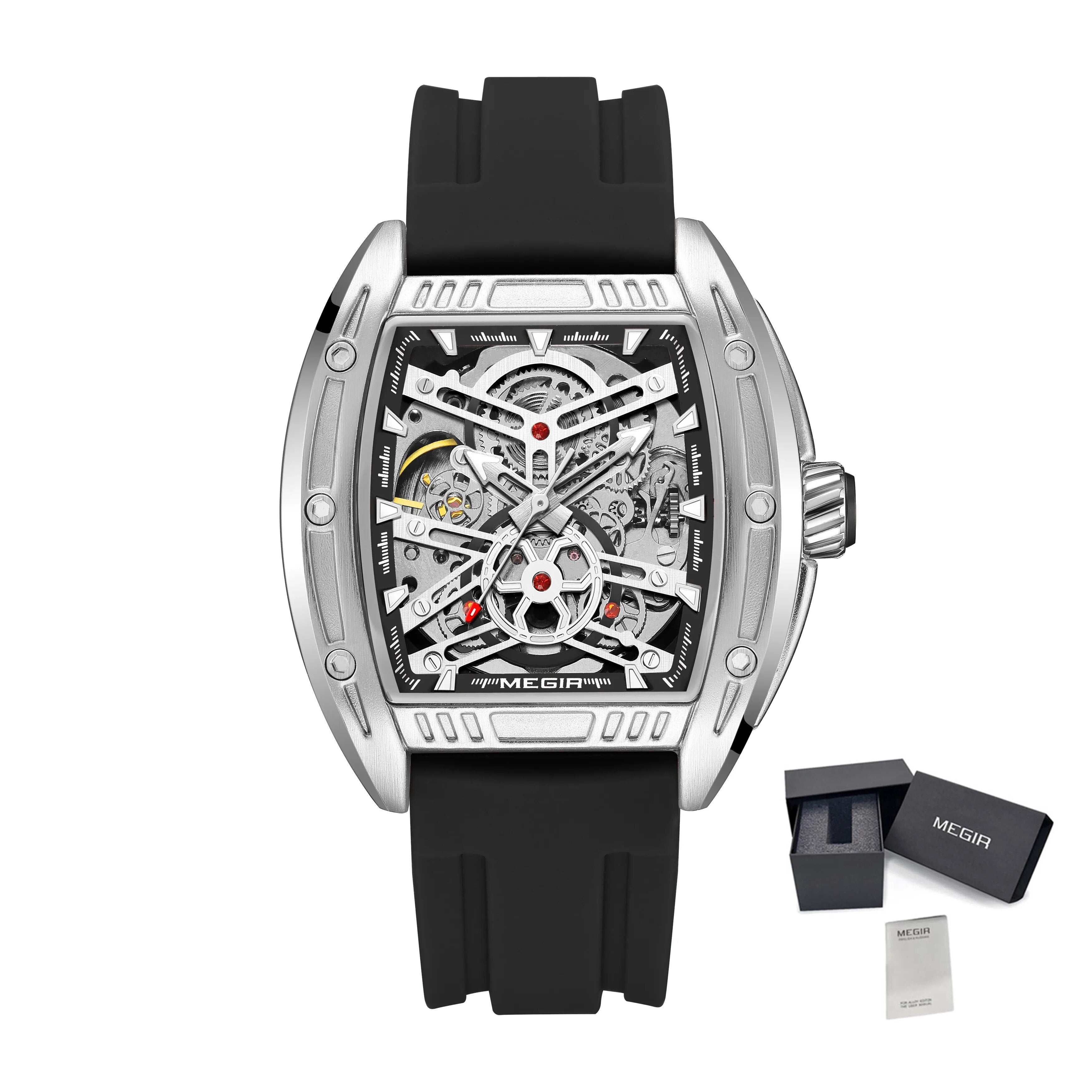 MEGIR Original Luxury Sport Watch for Men Silicone Band Automatic Mechanical Movement WristWatches Luminous Clock Reloj Hombre-21