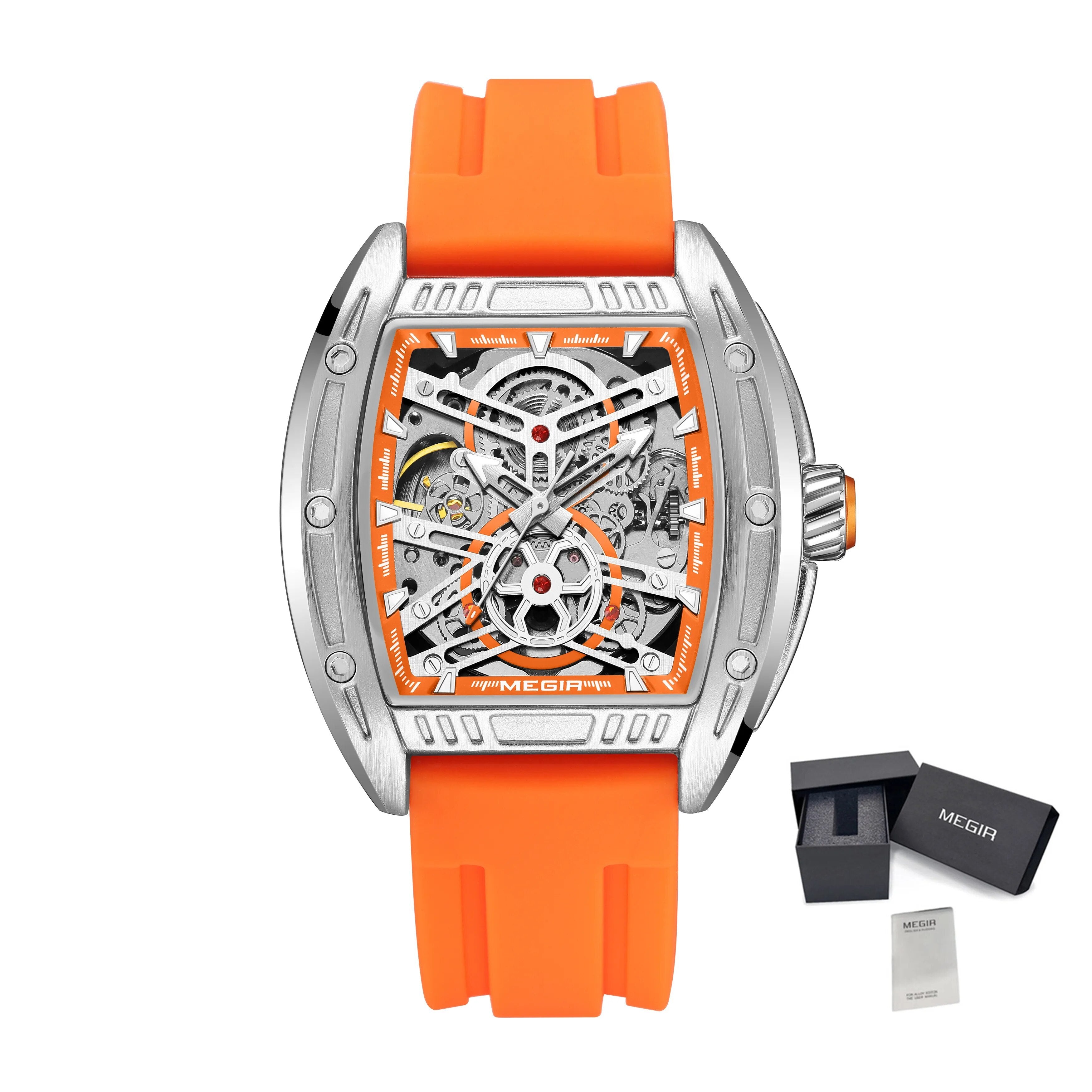 MEGIR Original Luxury Sport Watch for Men Silicone Band Automatic Mechanical Movement WristWatches Luminous Clock Reloj Hombre-22