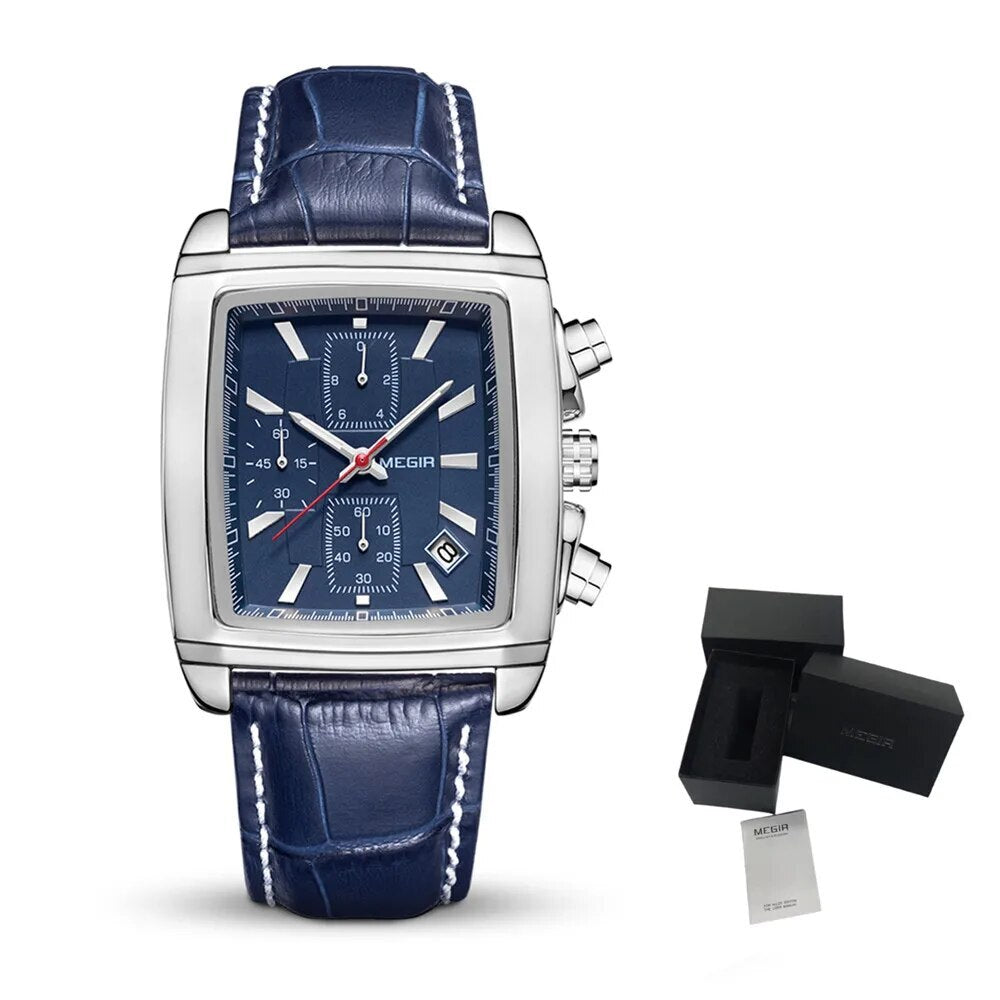 MEGIR Watch Men Business Wristwatch Rectangle Quartz Military Watches Waterproof Luminous Leather Casual Moda Clock Reloj Hombre-18