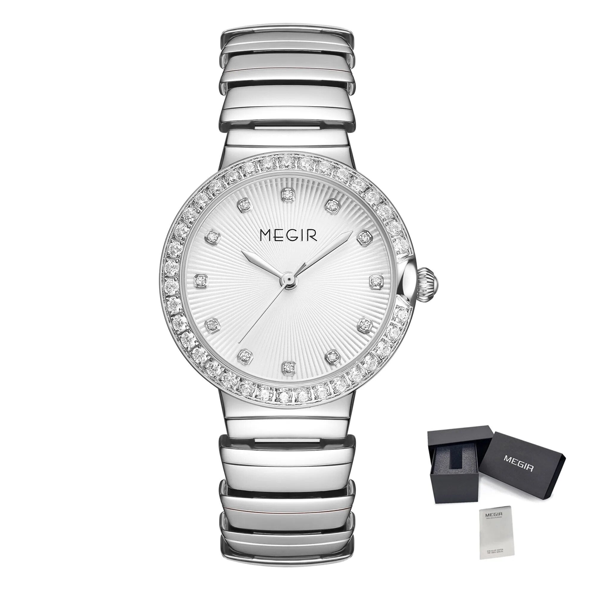 MEGIR Luxury Stainless Steel Strap Watches for Women Fashion Casual Quartz WristWatch Ladies Big Dial Dress Clock Reloj Hombre-13