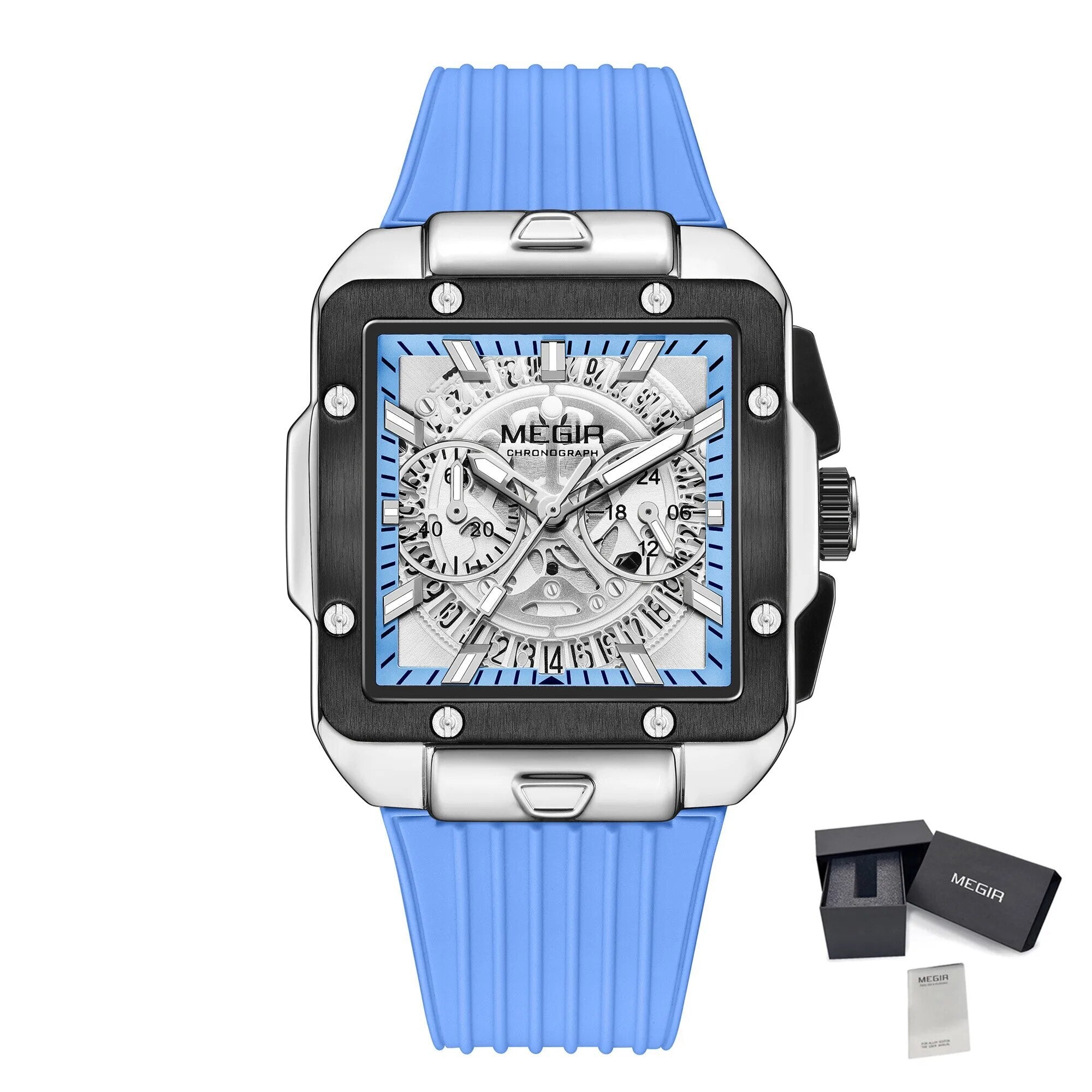 MEGIR Watch for Men Luxury Sport Quartz Wristwatch with Silicone Band Luminous Hands Date Male Chronograph Clock Reloj Hombre-16