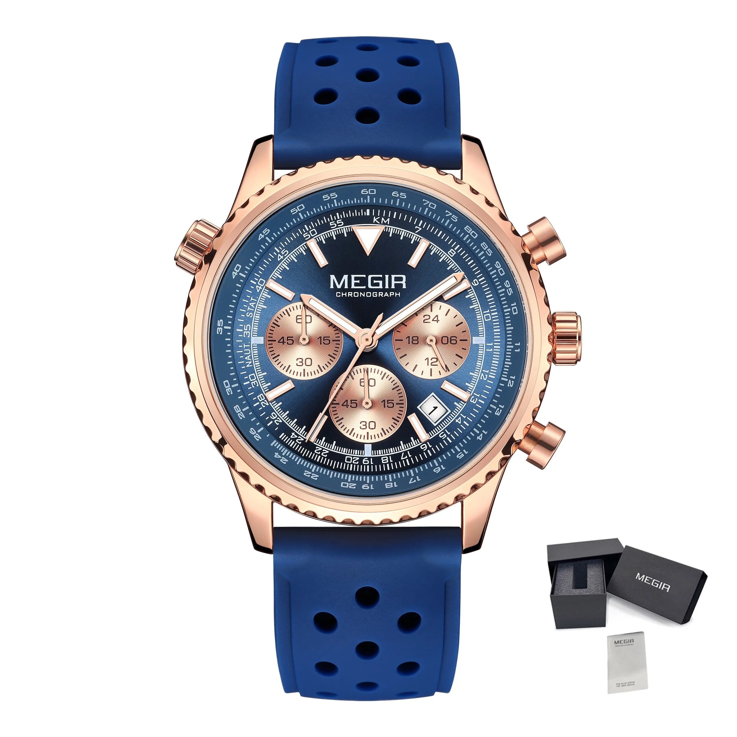 MEGIR Luxury Watches Men Fashion Silicone Band Quartz Military WristWatch Waterproof Big Dial Sport Chronograph with Date Clock-15