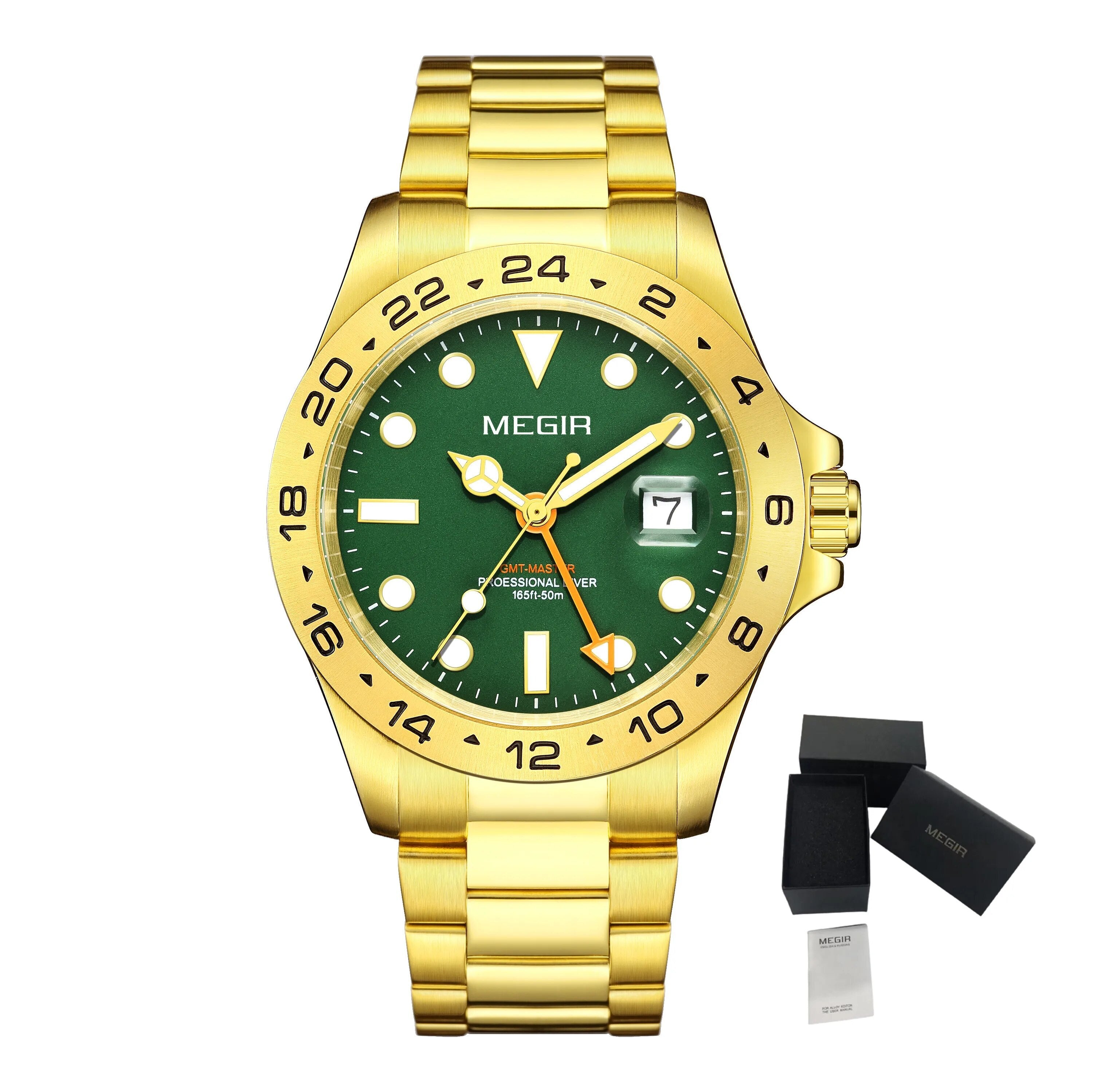 MEGIR Original Luxury Men Analogue Quartz Watch Luminous 5ATM Waterproof Business WristWatch Stainless Steel Clock Montre Homme-13