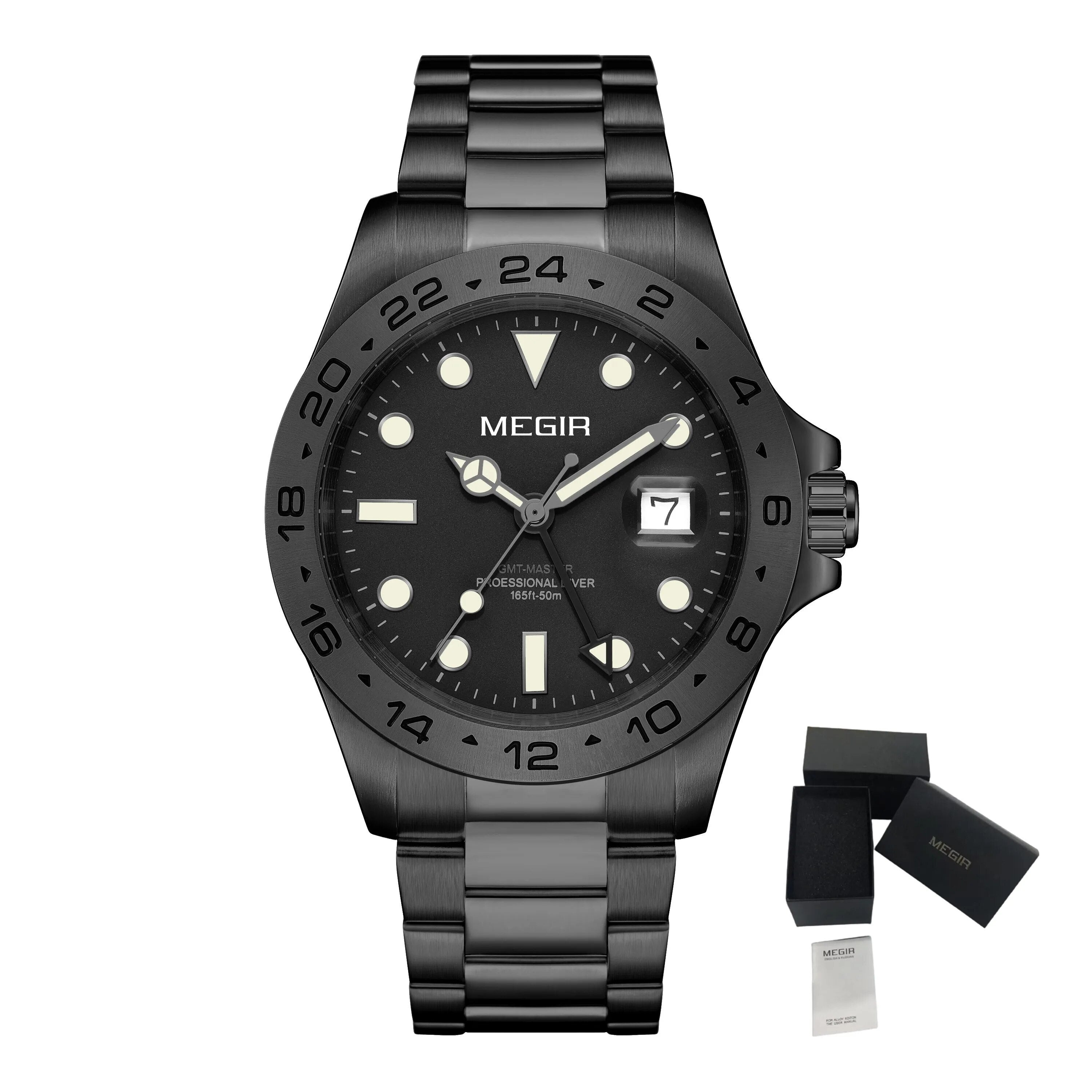 MEGIR Original Luxury Men Analogue Quartz Watch Luminous 5ATM Waterproof Business WristWatch Stainless Steel Clock Montre Homme-16