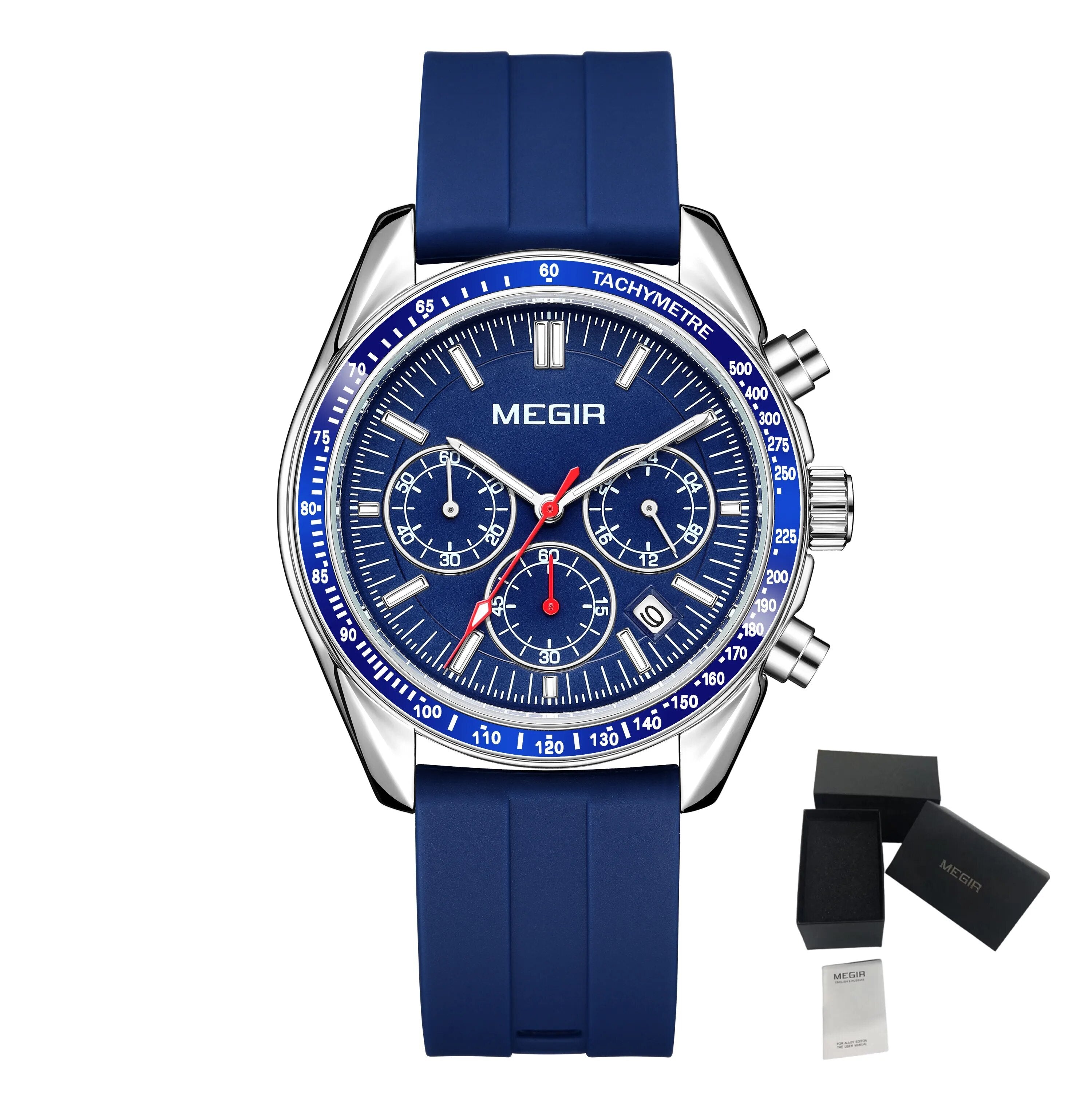 MEGIR Analog Quartz Wrist Watch Chronograph Luminous Business Sport Watches with Silicone Strap Calendar Man Clock reloj hombre-16