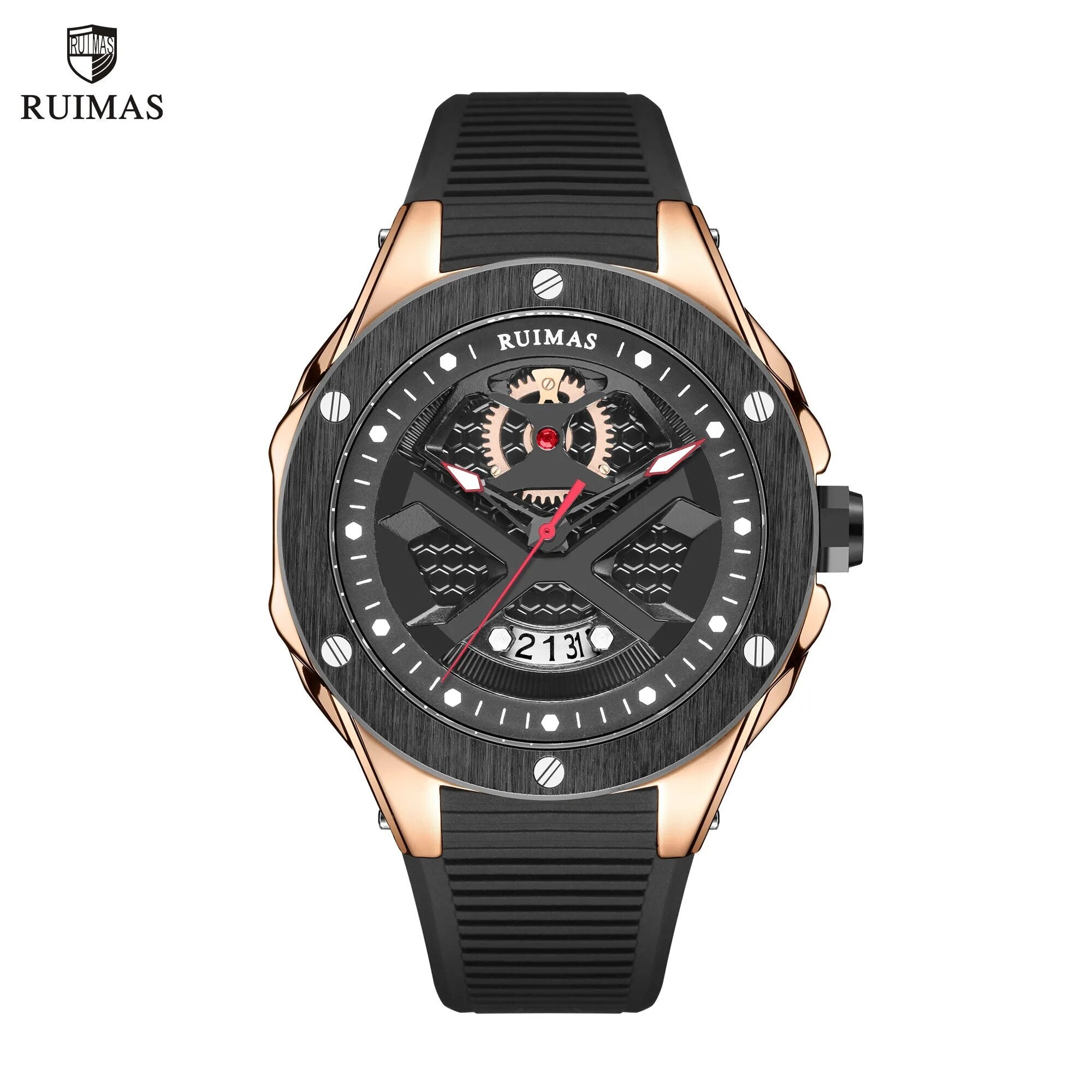 RUIMAS Brand Fashion Sport Watches for Men Quartz Silicone Band Wrist Watch Date Waterproof Wristwatches Clock Relogio Masculino-0