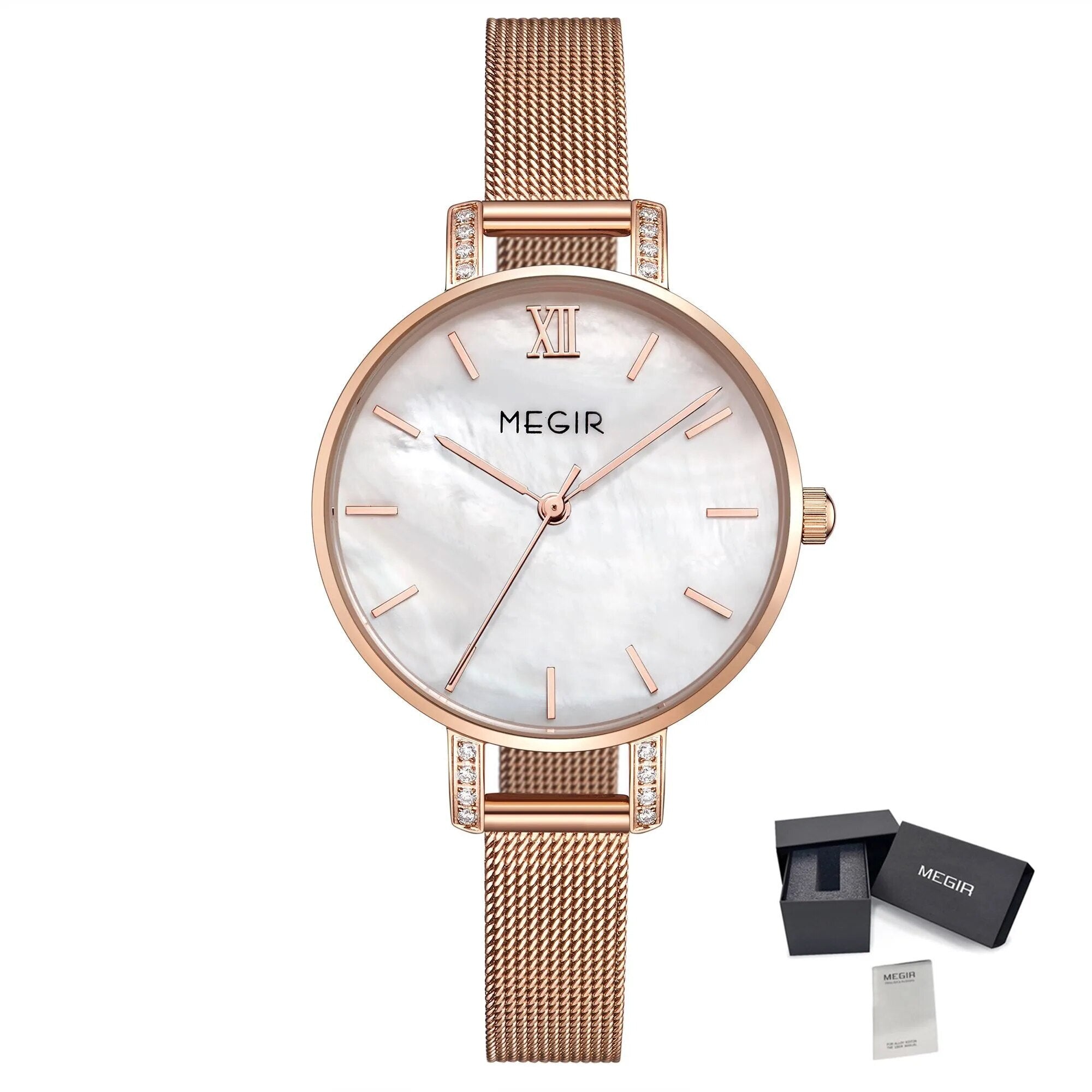 MEGIR Fashion Quartz Women Bracelet Watches Luxury Casual Ladies Dress Clock Female Steel Mesh Band Wristwatch Relogio Feminino-12
