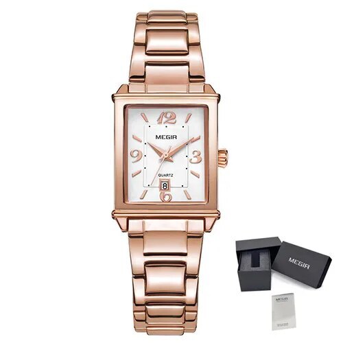 MEGIR White Women's Watches Top Brand Luxury Waterproof Woman Watch Bracelet Fashion Stainless Steel Band Wrist Watch for Women-9