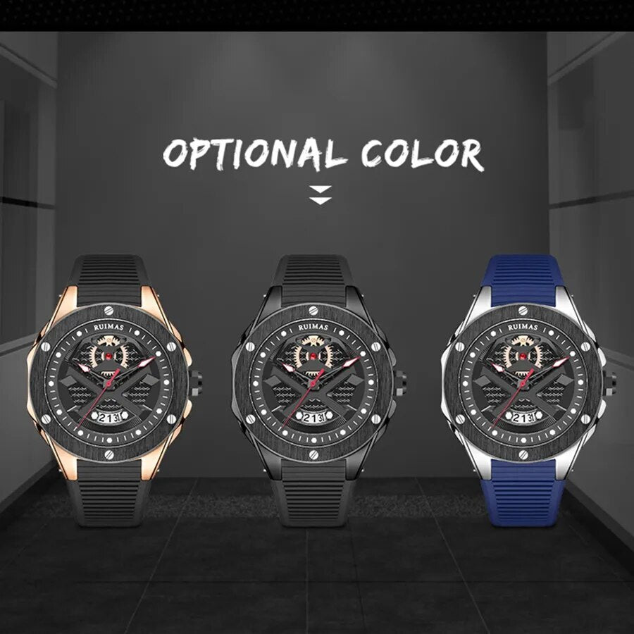 RUIMAS Brand Fashion Sport Watches for Men Quartz Silicone Band Wrist Watch Date Waterproof Wristwatches Clock Relogio Masculino-6