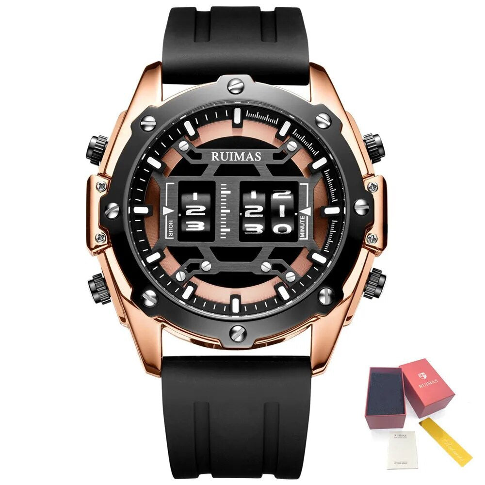 RUIMAS Mens Watches Roller Pointer Sports Quartz WristWatch Fashion  Luxury Silicone Strap Waterproof Relogio Masculino-13