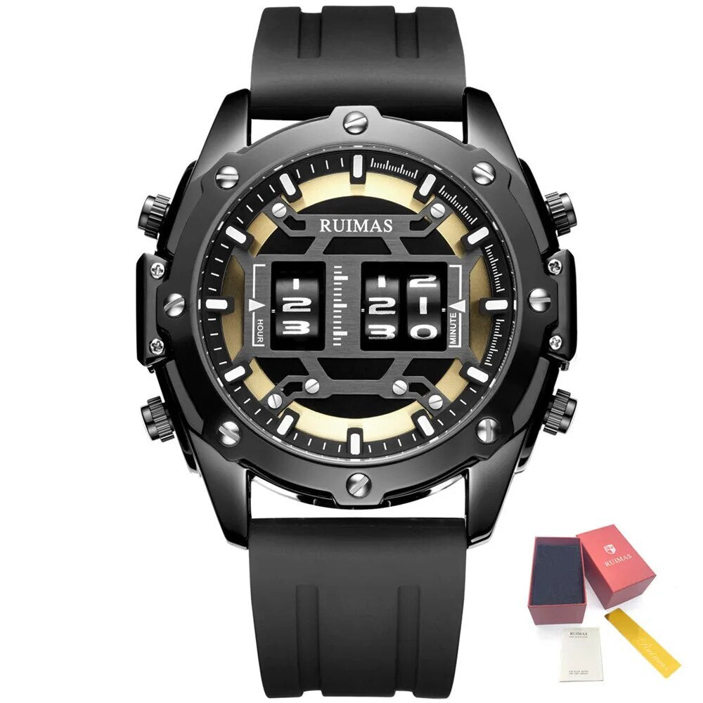 RUIMAS Mens Watches Roller Pointer Sports Quartz WristWatch Fashion  Luxury Silicone Strap Waterproof Relogio Masculino-14