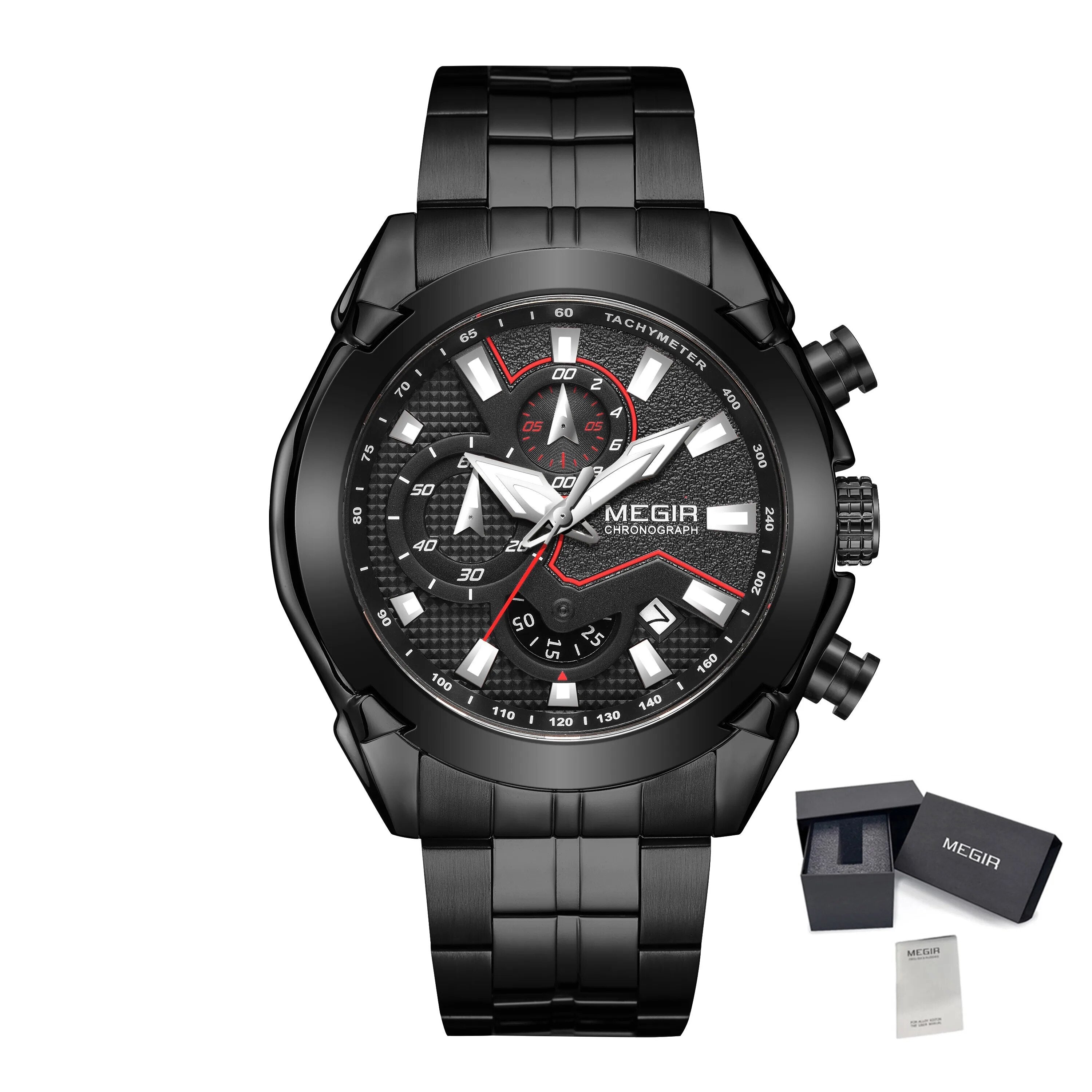 MEGIR Fashion Men Watches Luxury Business Watch for Men Stainless Steel Quartz Wrist Watch Calendar Date Clock Reloj Hombre 2065-19