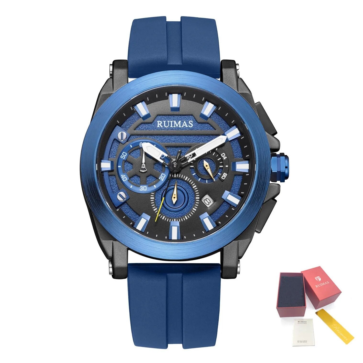 RUIMAS Relogio Masculino Luxury Silicone Band Large Dial Mens Sports Watch Waterproof Luminous Date WristWatch Quartz Clock-16