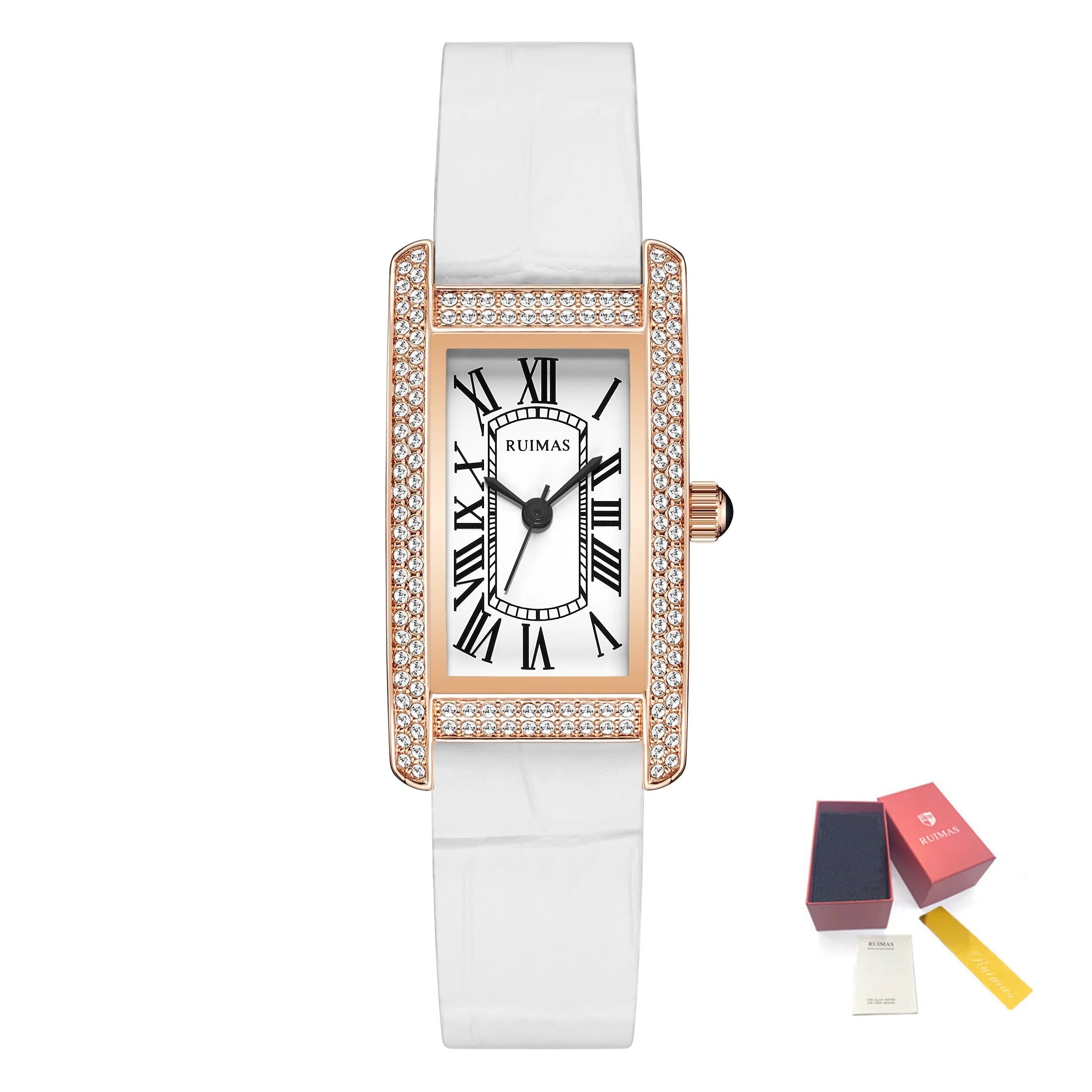 RUIMAS Brand Wrist Watches For Women Square Rose Gold WristWatch Fashion Luxury Leather Female Casual Ladies Quartz Watch Clock-18