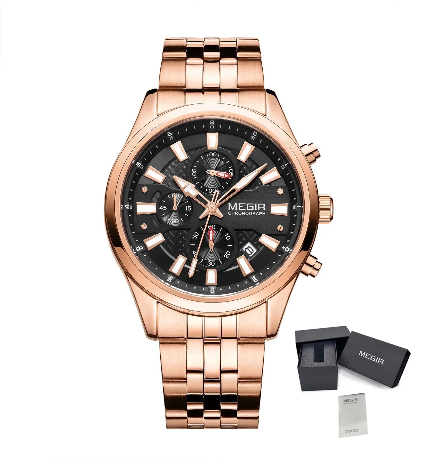 MEGIR Fashion Men Watches Luxury Business Wristwatch Stainless Steel Quartz Watch Calendar Luminous Man Clock Relogio Masculino-21