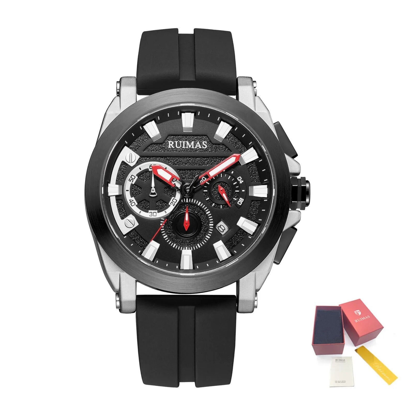 RUIMAS Relogio Masculino Luxury Silicone Band Large Dial Mens Sports Watch Waterproof Luminous Date WristWatch Quartz Clock-15