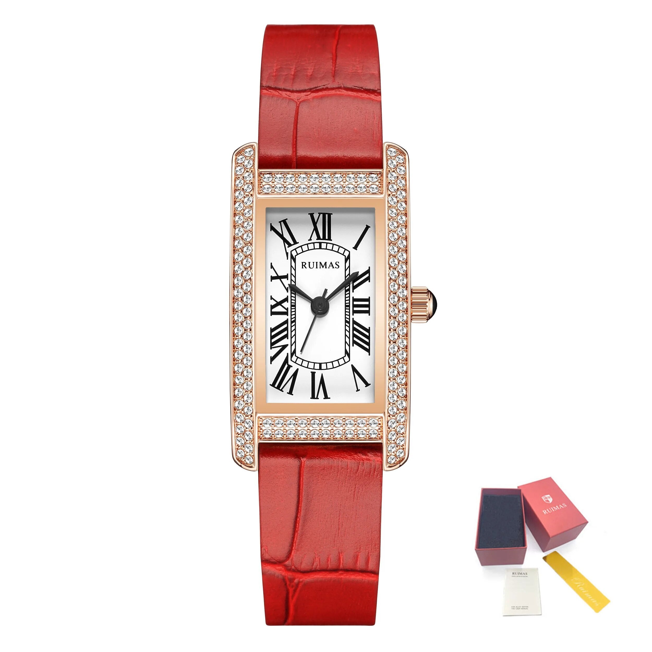 RUIMAS Brand Wrist Watches For Women Square Rose Gold WristWatch Fashion Luxury Leather Female Casual Ladies Quartz Watch Clock-17