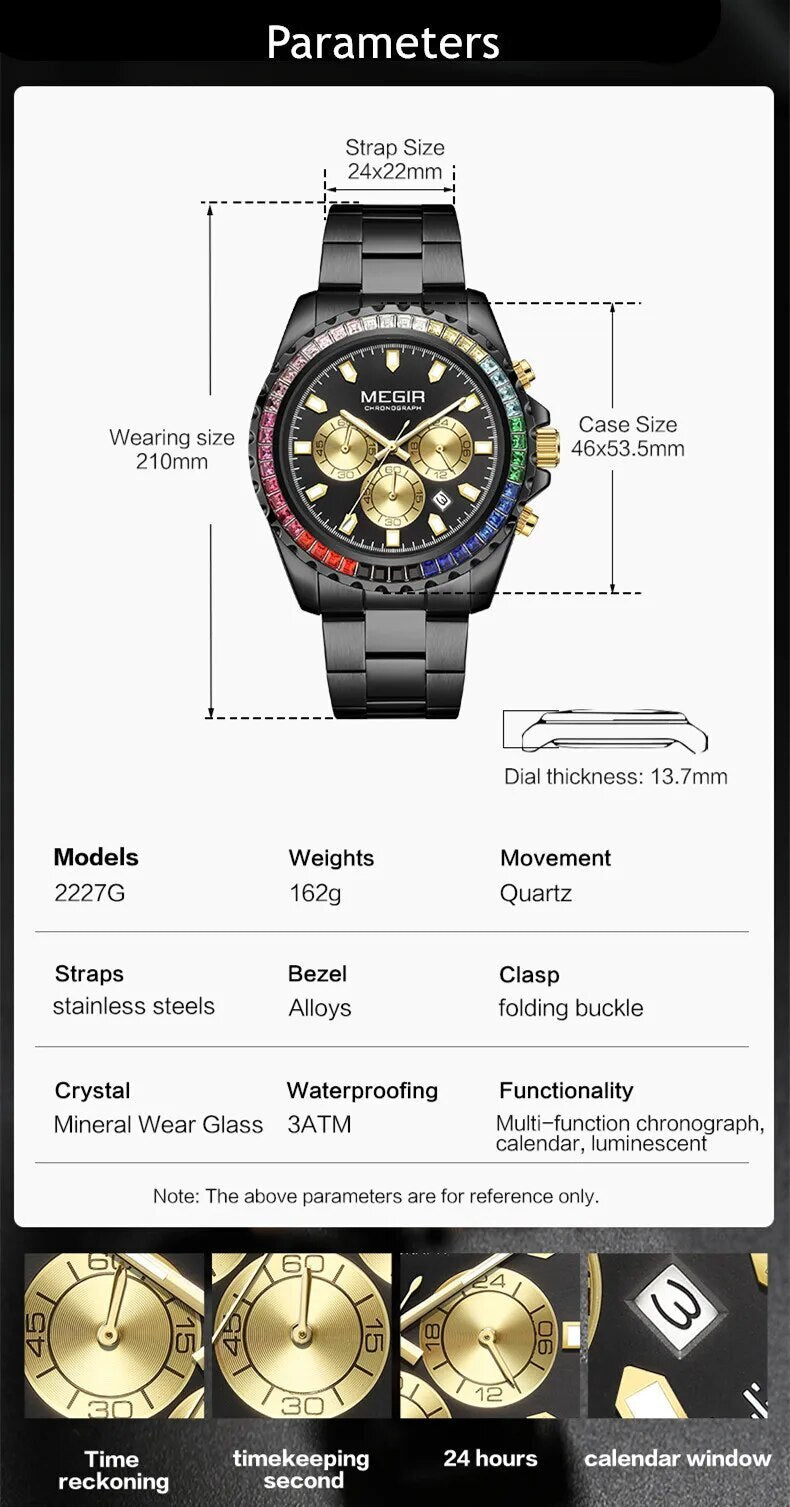 MEGIR Men Watches Brand Luxury Military Wristwatch Waterproof Steel Strap Quartz Chronograph Date Clock Male Relogio Masculino-2