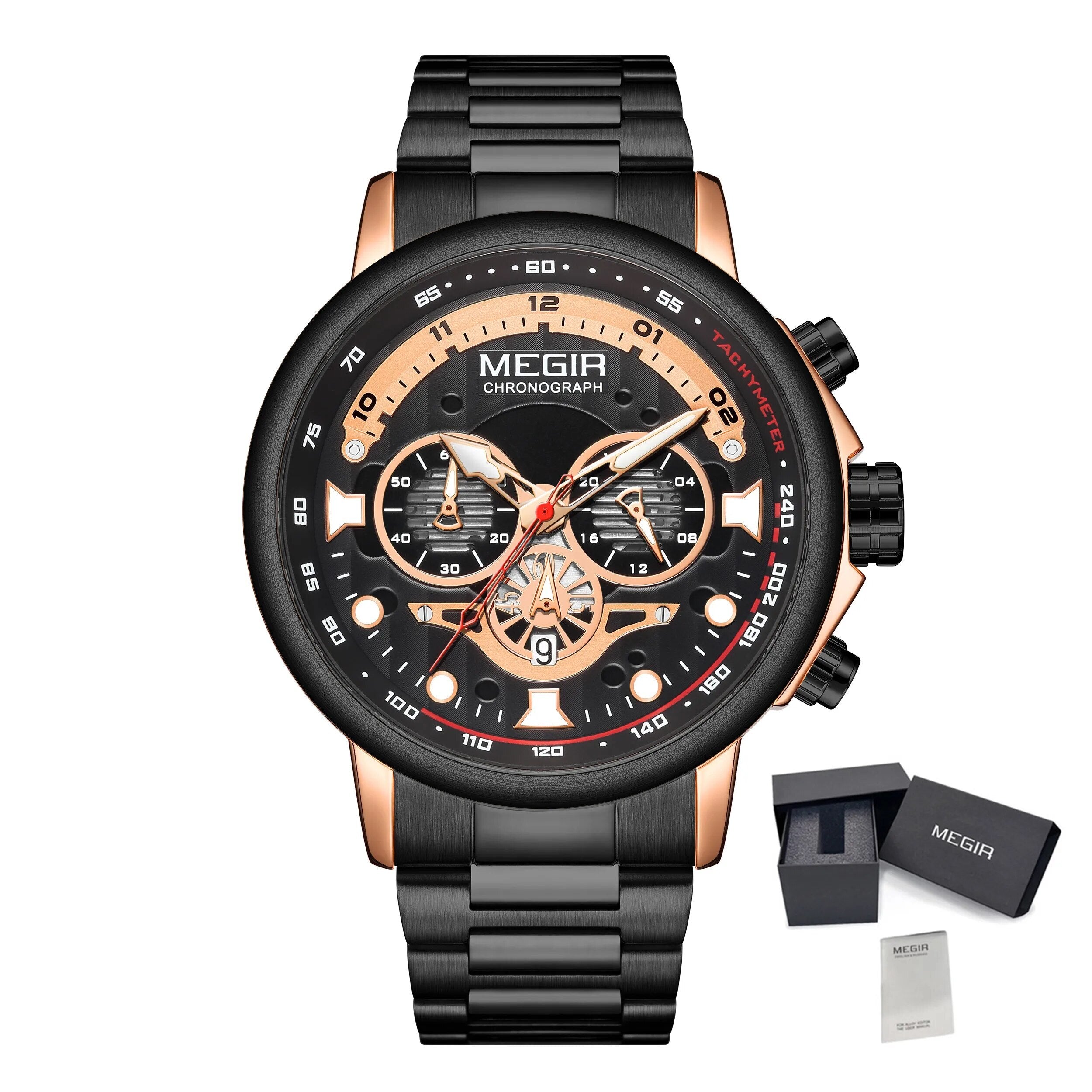 MEGIR Luxury Men Watches Stainless Steel Quartz Wristwatches Fashion Men Business Watch Clock Male Chronograph Relogio Masculino-20