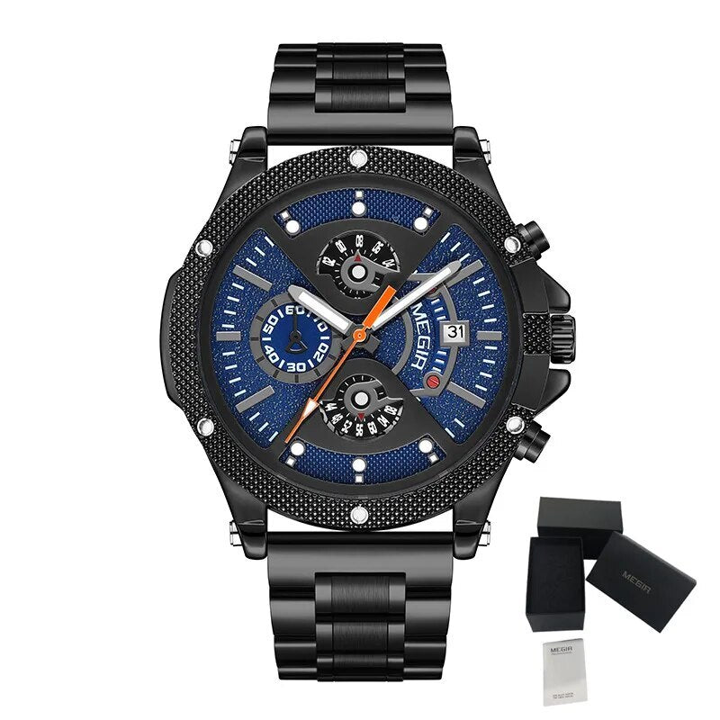 MEGIR Men's Business Watch Top Brand Luxury Quartz Wristwatch Fashion Waterproof Man Military Clock Calendar Reloj Hombre 2216-17