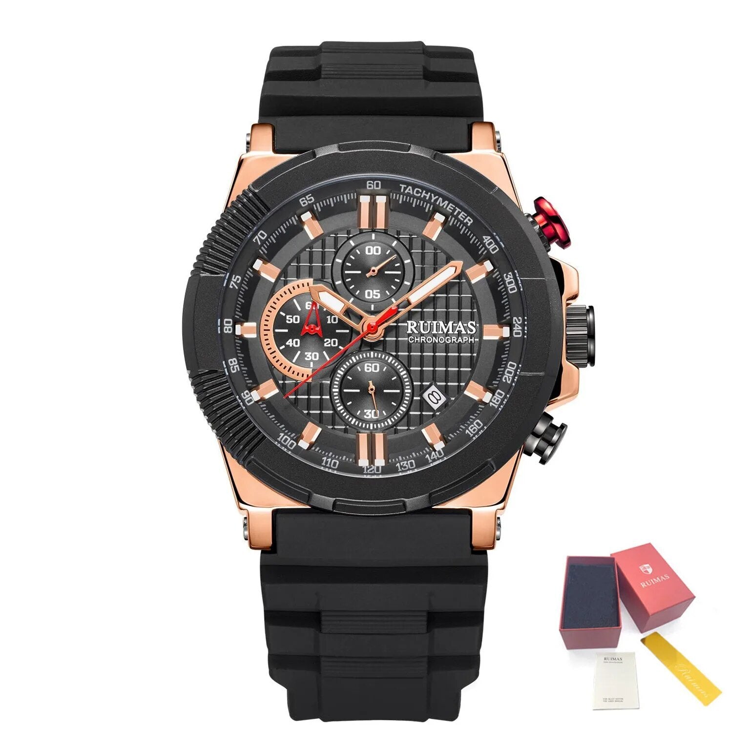RUIMAS Relogio Masculino Luxury Mens Watches Silicone Strap Quartz Sports Wristwatch Luminous Hands Clock Chronograph Auto Date-10