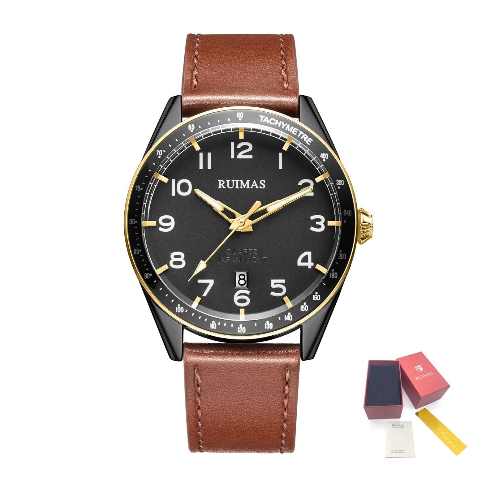 RUIMAS Men Quartz Watches Luxury Leather Sports Quartz Wristwatches Waterproof Luminous Casual Clock Auto Date Relogio Masculino-16