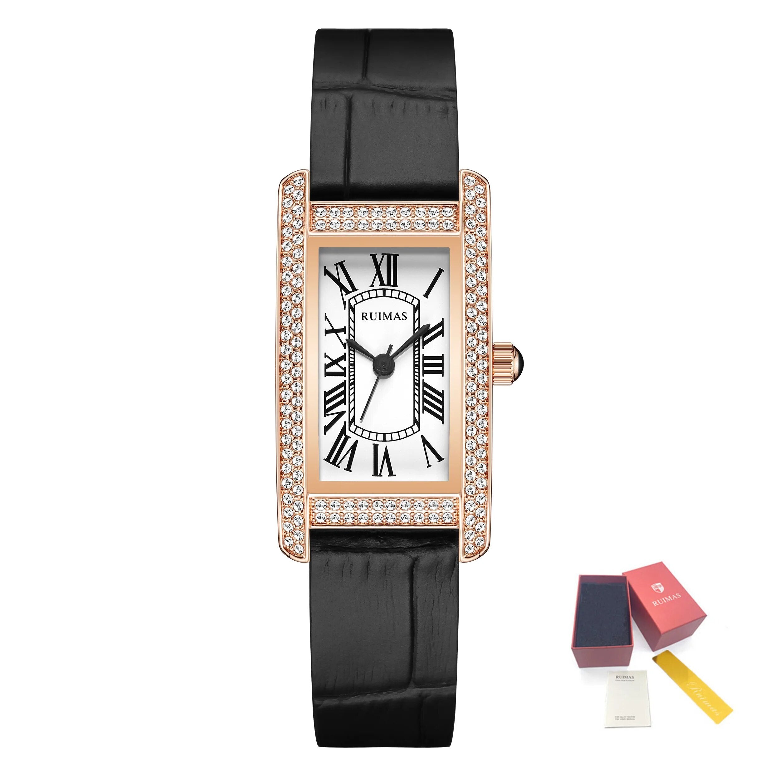 RUIMAS Brand Wrist Watches For Women Square Rose Gold WristWatch Fashion Luxury Leather Female Casual Ladies Quartz Watch Clock-20