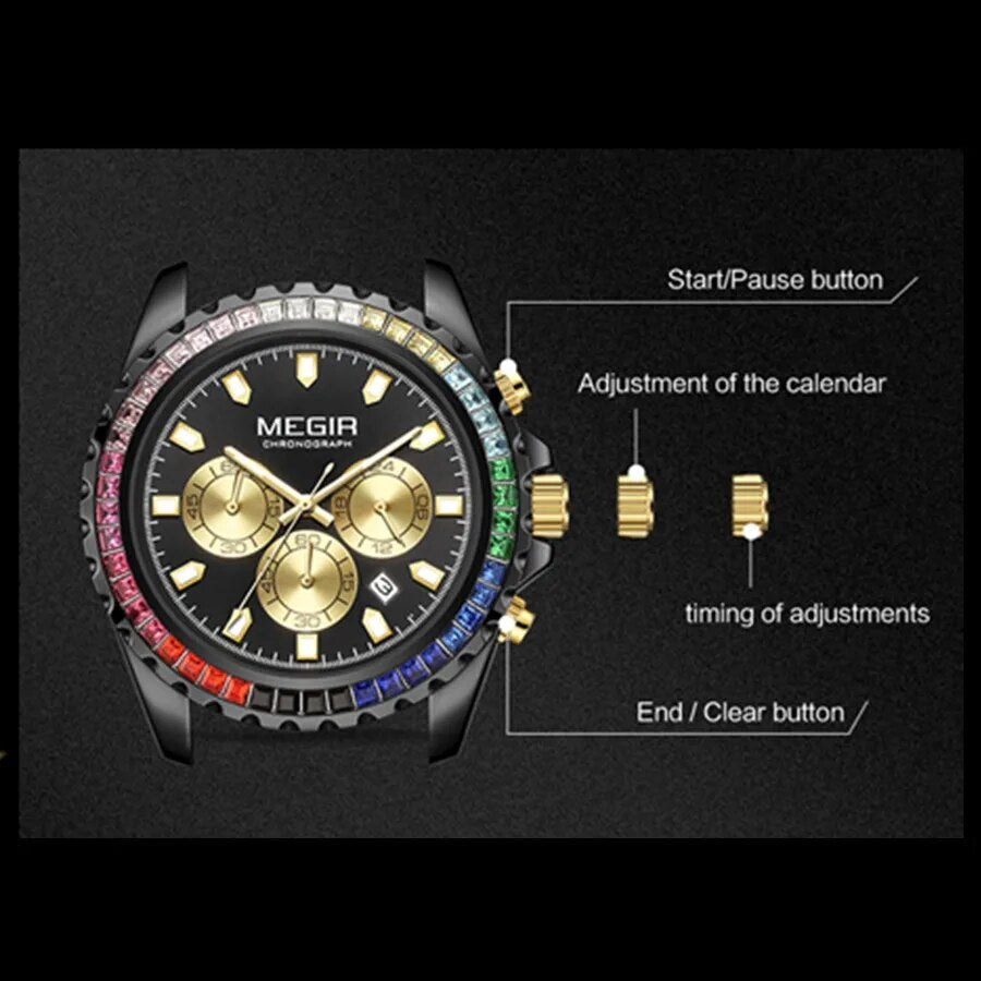 MEGIR Men Watches Brand Luxury Military Wristwatch Waterproof Steel Strap Quartz Chronograph Date Clock Male Relogio Masculino-5