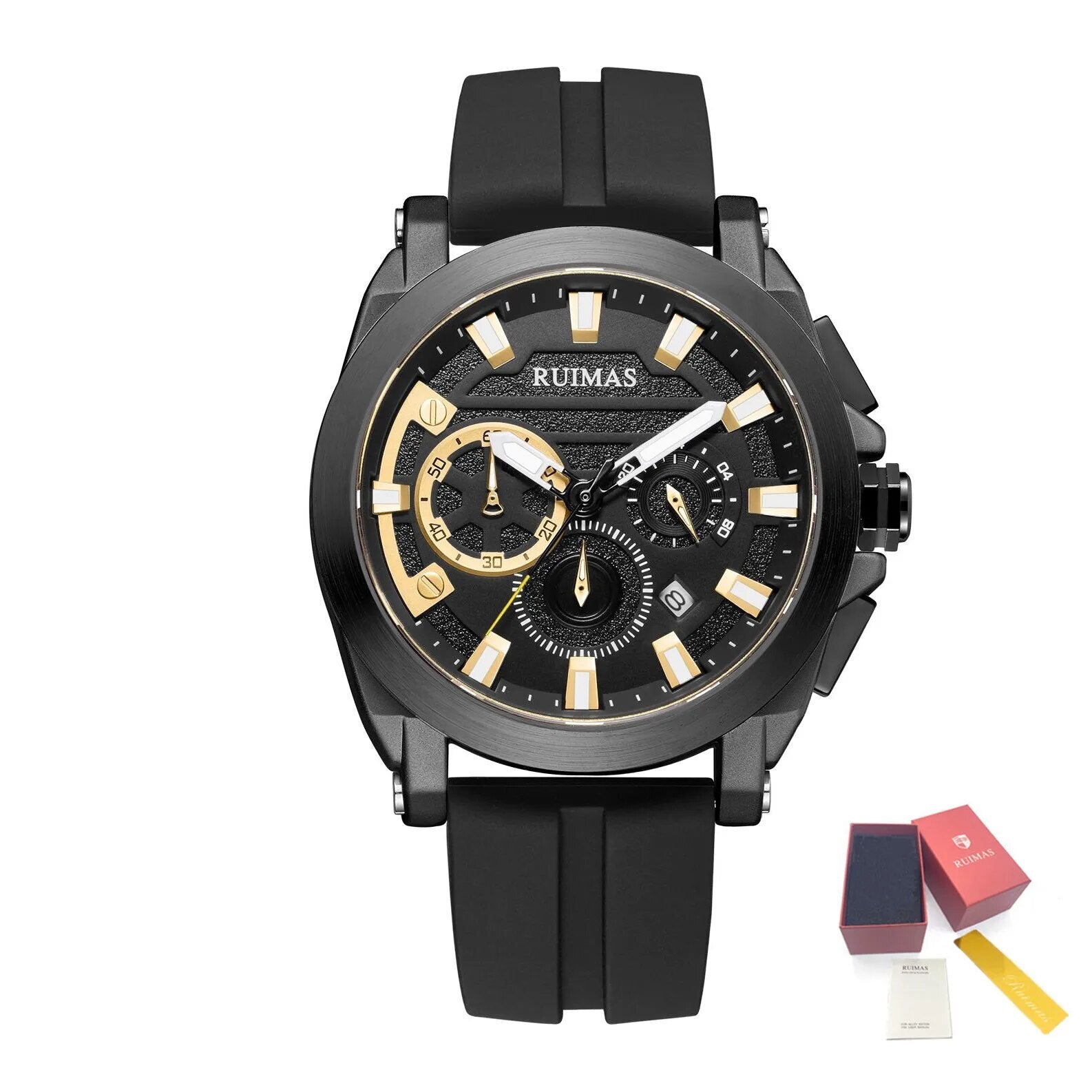 RUIMAS Relogio Masculino Luxury Silicone Band Large Dial Mens Sports Watch Waterproof Luminous Date WristWatch Quartz Clock-17