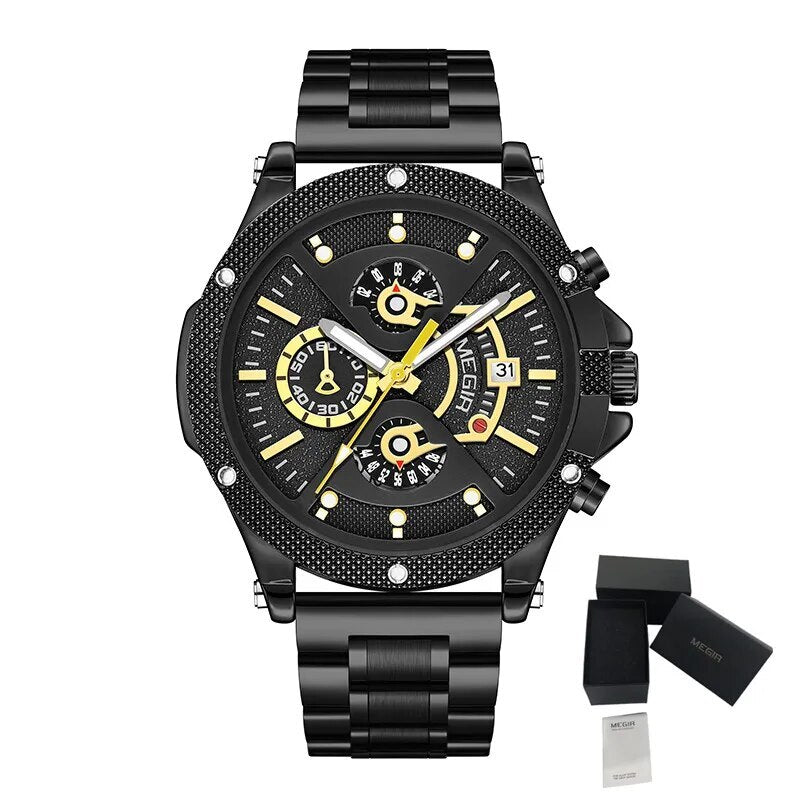 MEGIR Men's Business Watch Top Brand Luxury Quartz Wristwatch Fashion Waterproof Man Military Clock Calendar Reloj Hombre 2216-14