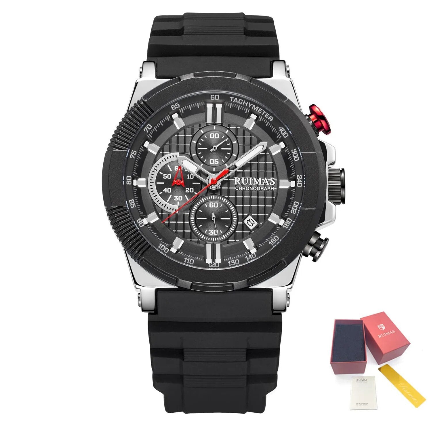 RUIMAS Relogio Masculino Luxury Mens Watches Silicone Strap Quartz Sports Wristwatch Luminous Hands Clock Chronograph Auto Date-11