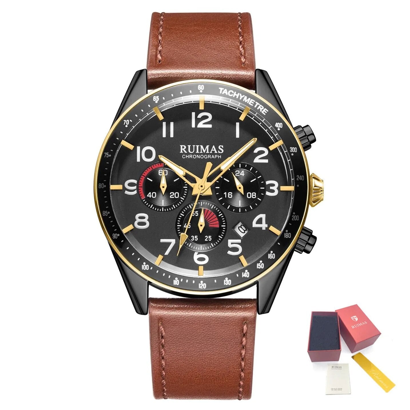 RUIMAS Luxury Brand Chronograph Watches for Men Fashion Leather Sports Military Wristwatch Luminous Clock Auto Date Reloj Hombre-17