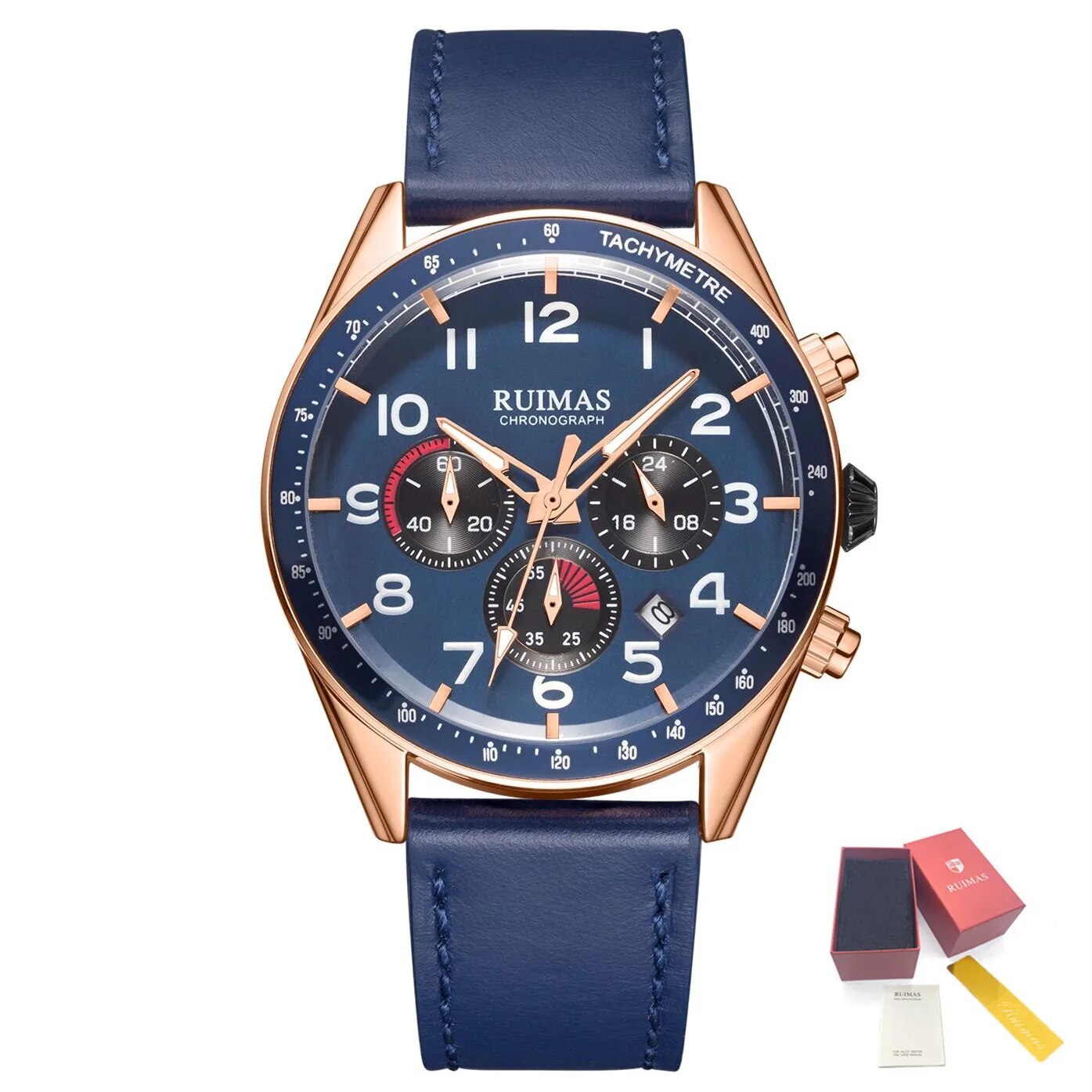 RUIMAS Luxury Brand Chronograph Watches for Men Fashion Leather Sports Military Wristwatch Luminous Clock Auto Date Reloj Hombre-16