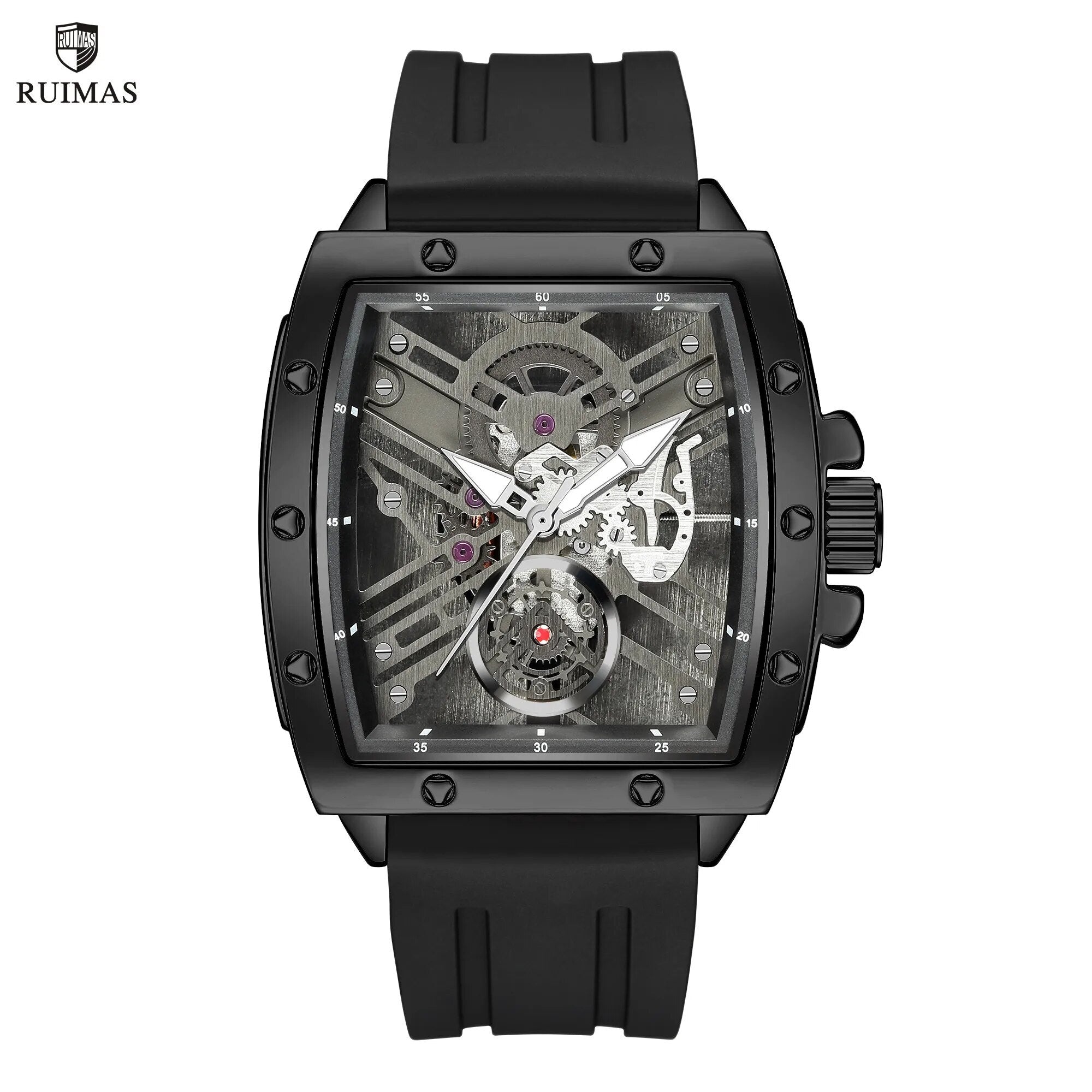 RUIMAS Luxury Fashion Men Sports Quartz Wrist Watches Waterproof Luminous Large Dial Casual Wristwatch Silicone Montre Homme-0
