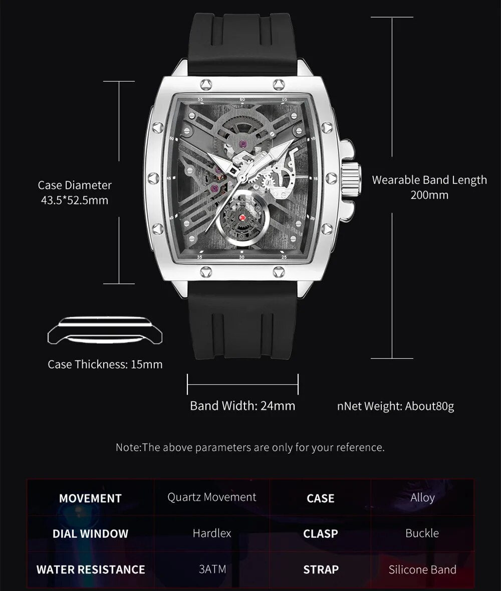 RUIMAS Luxury Fashion Men Sports Quartz Wrist Watches Waterproof Luminous Large Dial Casual Wristwatch Silicone Montre Homme-4