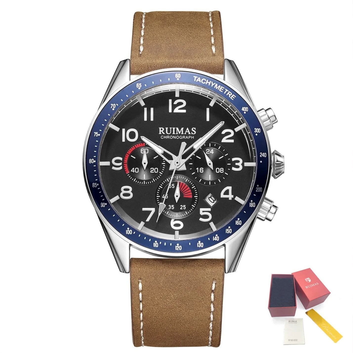 RUIMAS Luxury Brand Chronograph Watches for Men Fashion Leather Sports Military Wristwatch Luminous Clock Auto Date Reloj Hombre-18