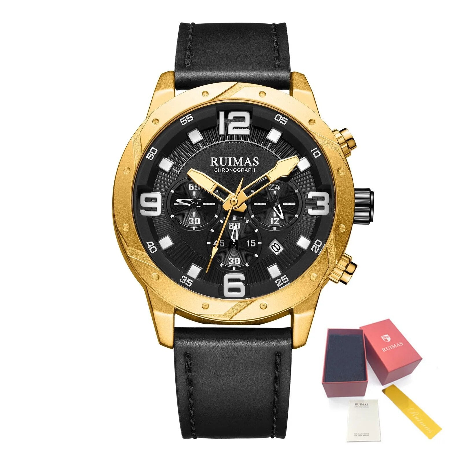 RUIMAS Relogio Masculino Fashion Men Quartz Watch Leather Sport Military Wristwatch Waterproof Clock with Auto Date-17